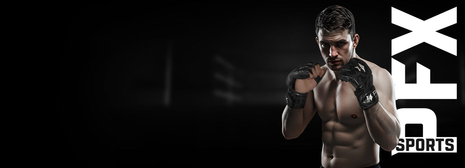 High-performance MMA gear including gloves, shin guards, and training gear by PFX Sports – built for UK fighters