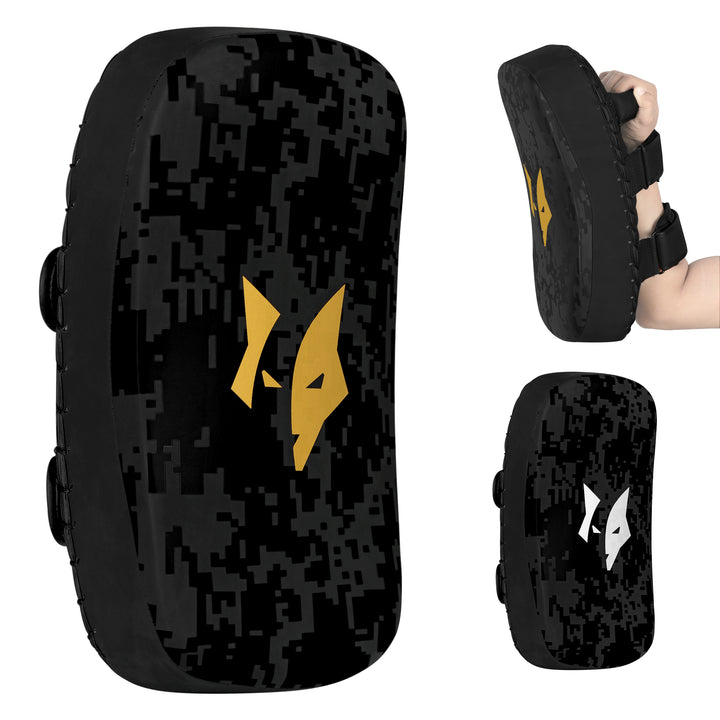 Close-up of PFX Muay Thai pad's 8mm thick neoprene padding and reinforced stitching, emphasizing comfort and durability.