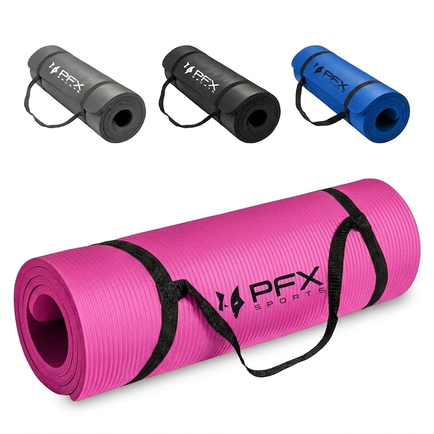 PFX Sports 1CM Thick Exercise Mat – Non-Slip NBR Yoga & Fitness Mat with Carrying Strap