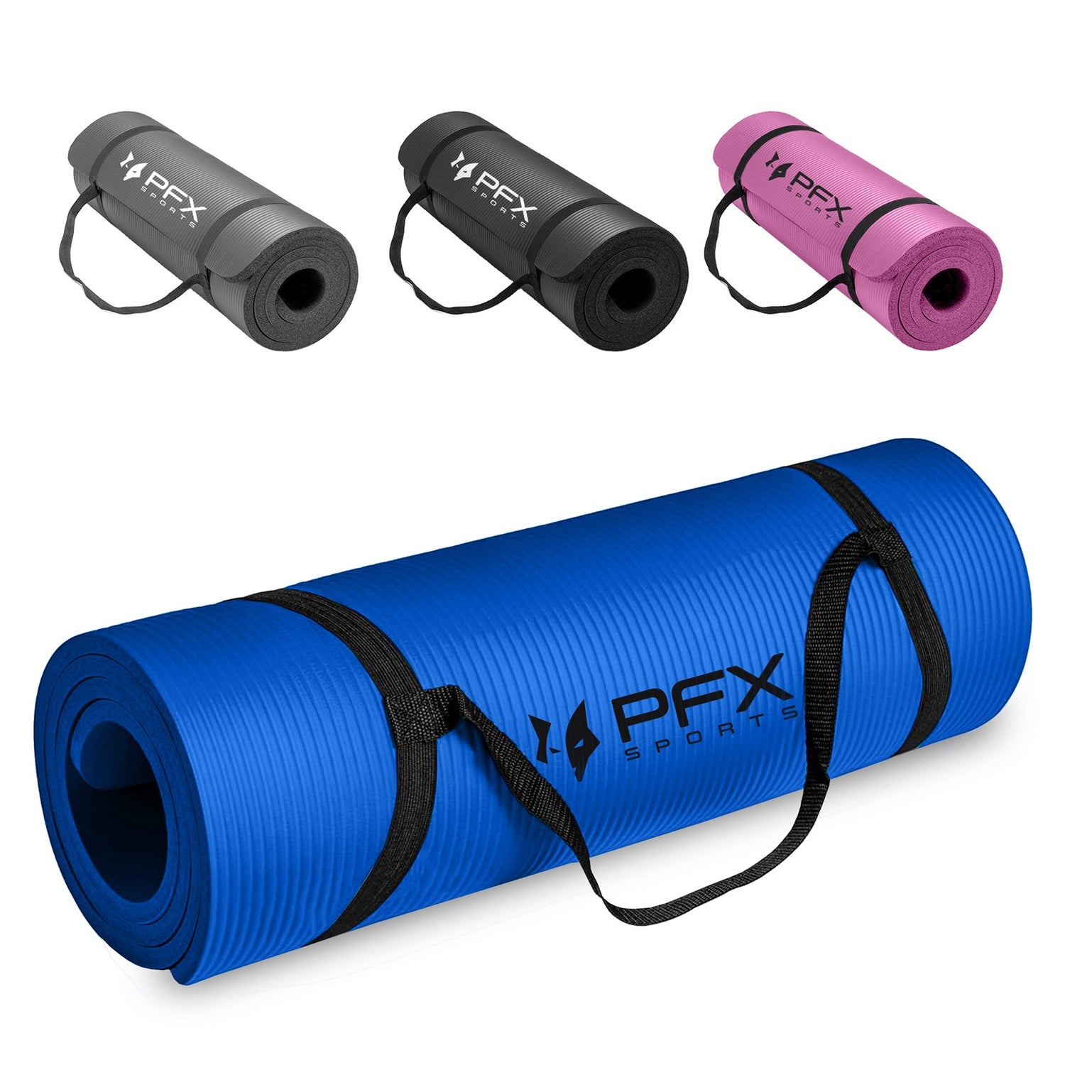 PFX Sports 1CM Thick Exercise Mat – Non-Slip NBR Yoga & Fitness Mat with Carrying Strap