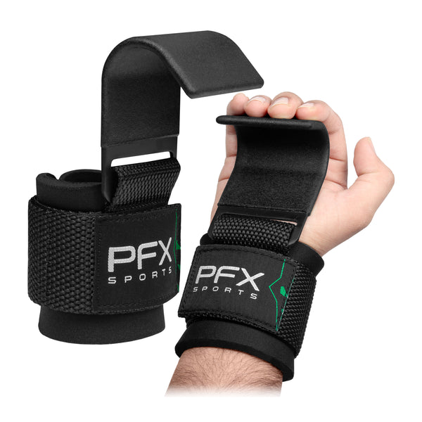PFX Sports Weight Lifting Hooks – Heavy-Duty Steel Hook Straps for Deadlifts, Pull-Ups, and Strength Training