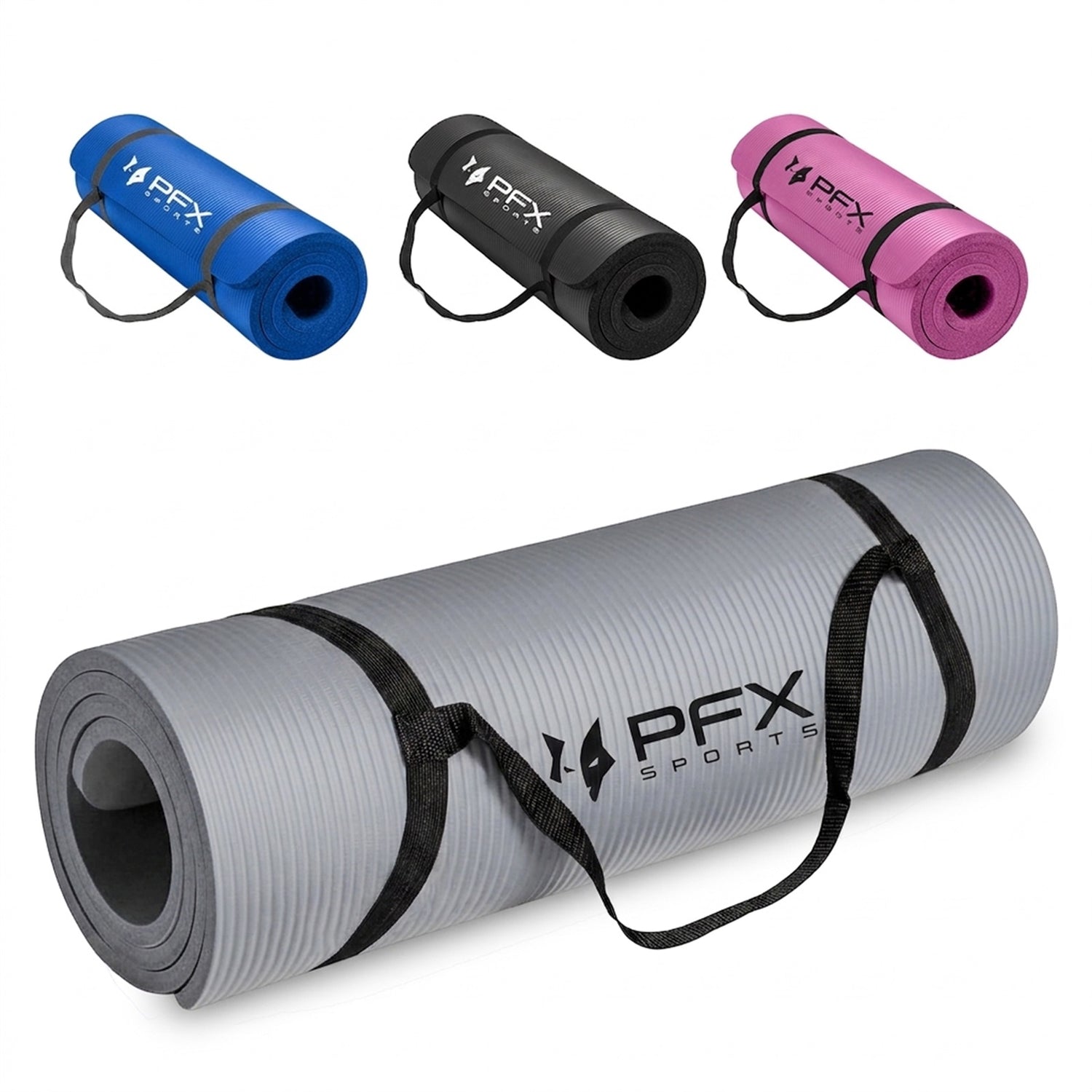 PFX Sports 1CM Thick Exercise Mat – Non-Slip NBR Yoga & Fitness Mat with Carrying Strap