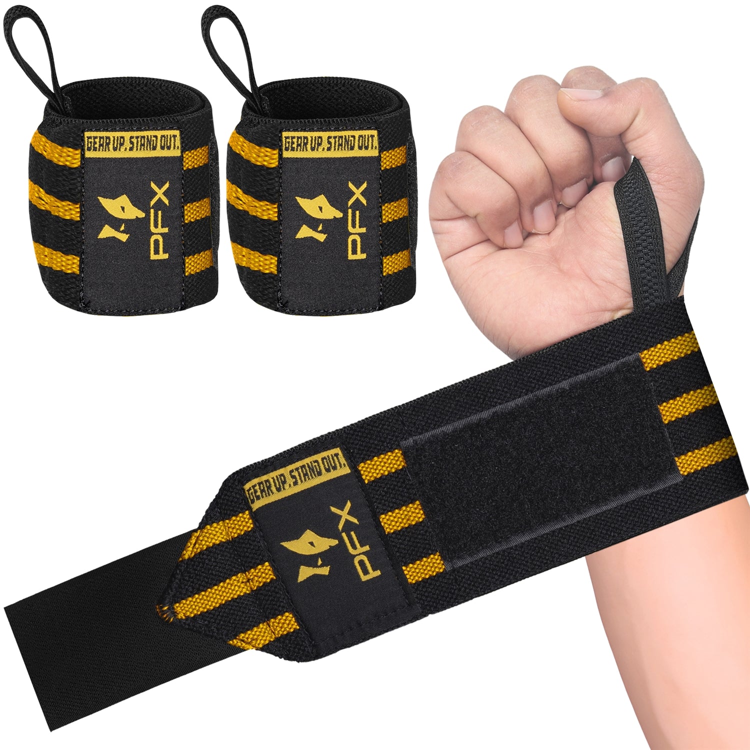 PFX Golden Series "Three-Line" Wrist Wraps – Maximum Competition Support