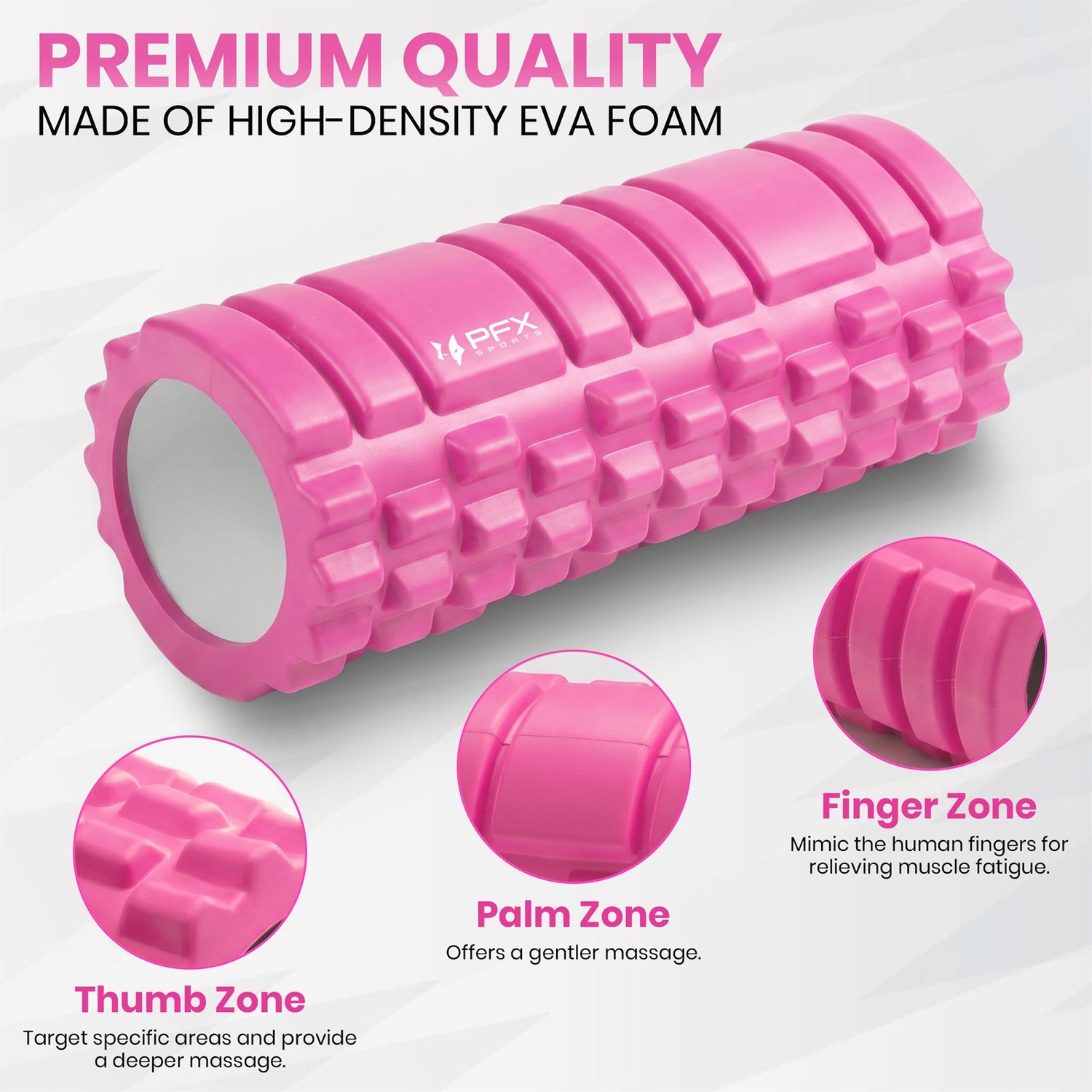 PFX Sports High-Density Foam Roller – 13 Inch EVA Massage Roller for Muscle Recovery, Stretching & Mobility