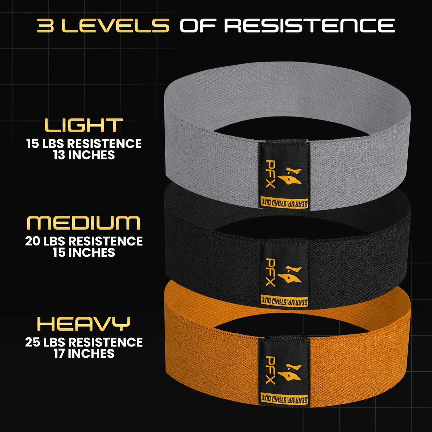 PFX Golden Series Fabric Resistance Bands – Elite Glute & Leg Activators
