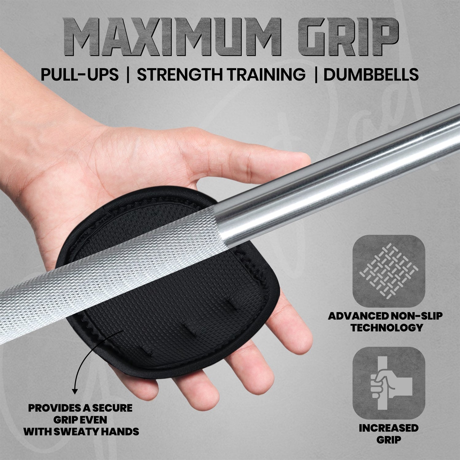 PFX Sports Pro-Grip Anti-Slip Grip Pads | Weightlifting Palm Protectors (One Size Fits All)