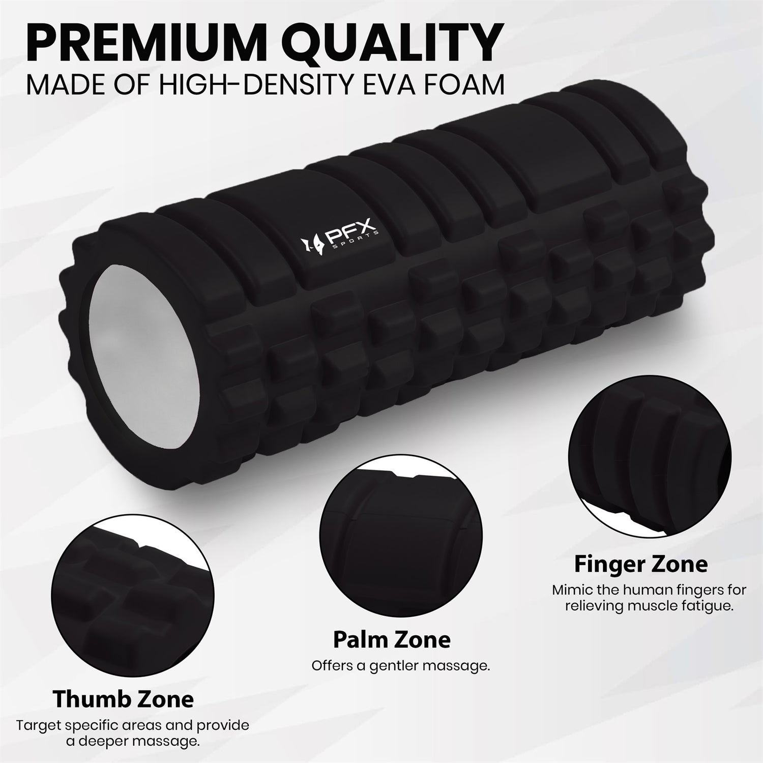 PFX Sports High-Density Foam Roller – 13 Inch EVA Massage Roller for Muscle Recovery, Stretching & Mobility