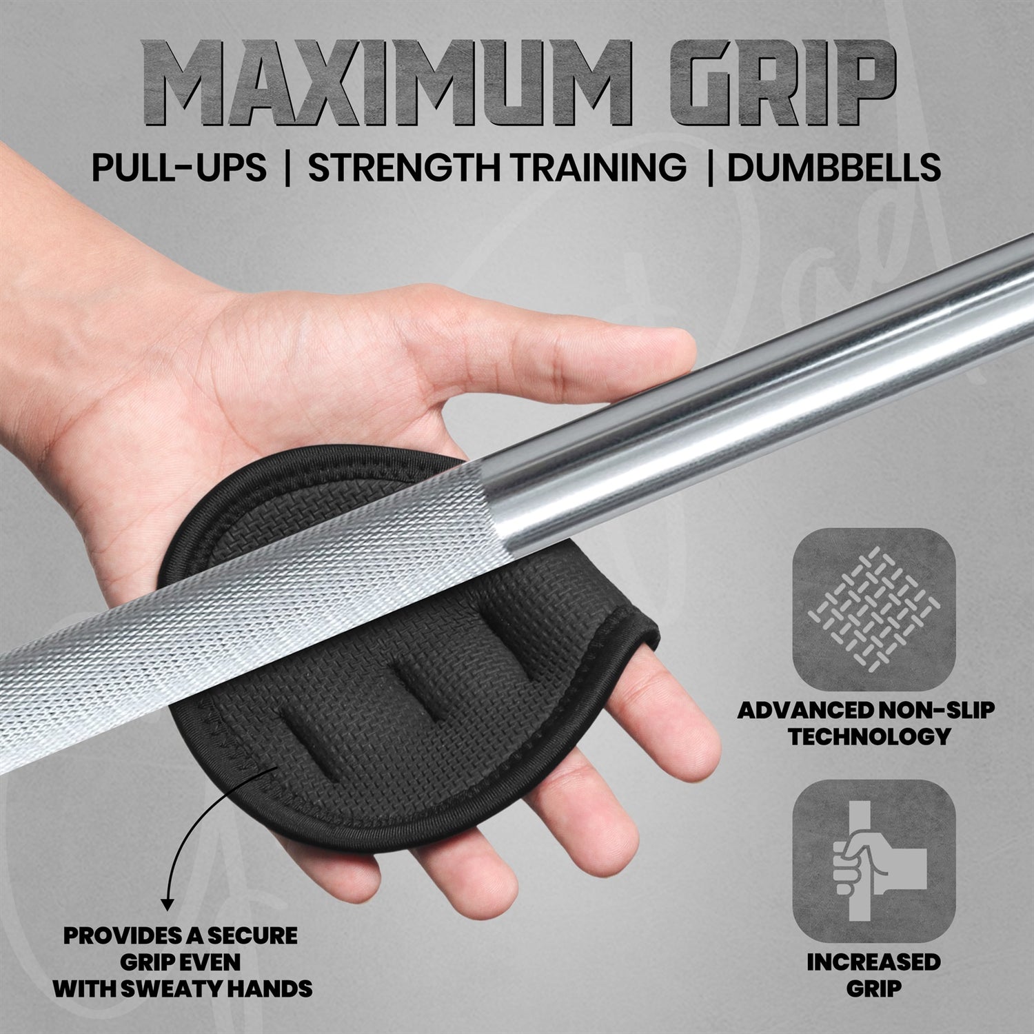 PFX Sports Classic Anti-Slip Grip Pads | Weightlifting Palm Protectors (One Size Fits All)