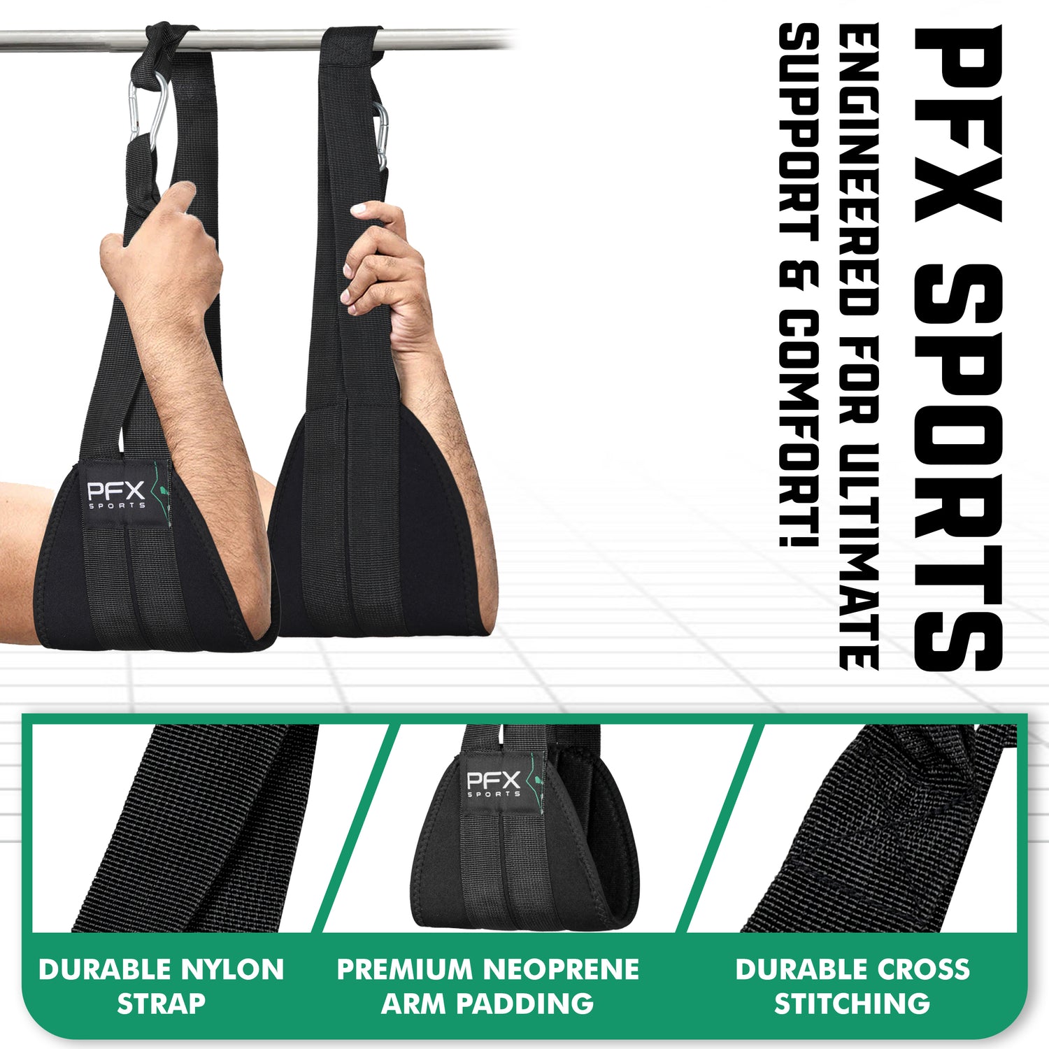 PFX Sports AB Straps – Heavy-Duty Hanging Arm Straps for Core & Abdominal Workouts