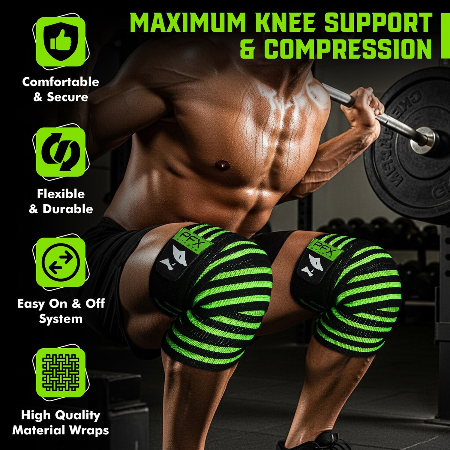 Heavy Duty Knee Wraps for Powerlifting & Weight Training