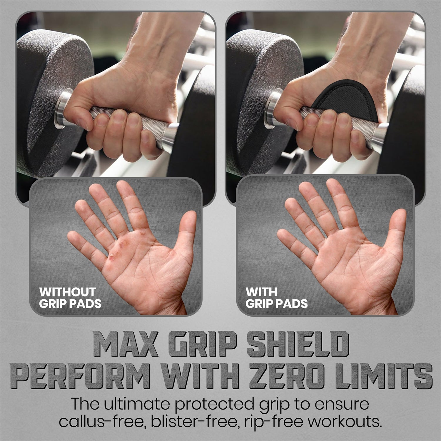 PFX Sports Fusion Anti-Slip Grip Pads | Weightlifting Palm Protectors (One Size Fits All)