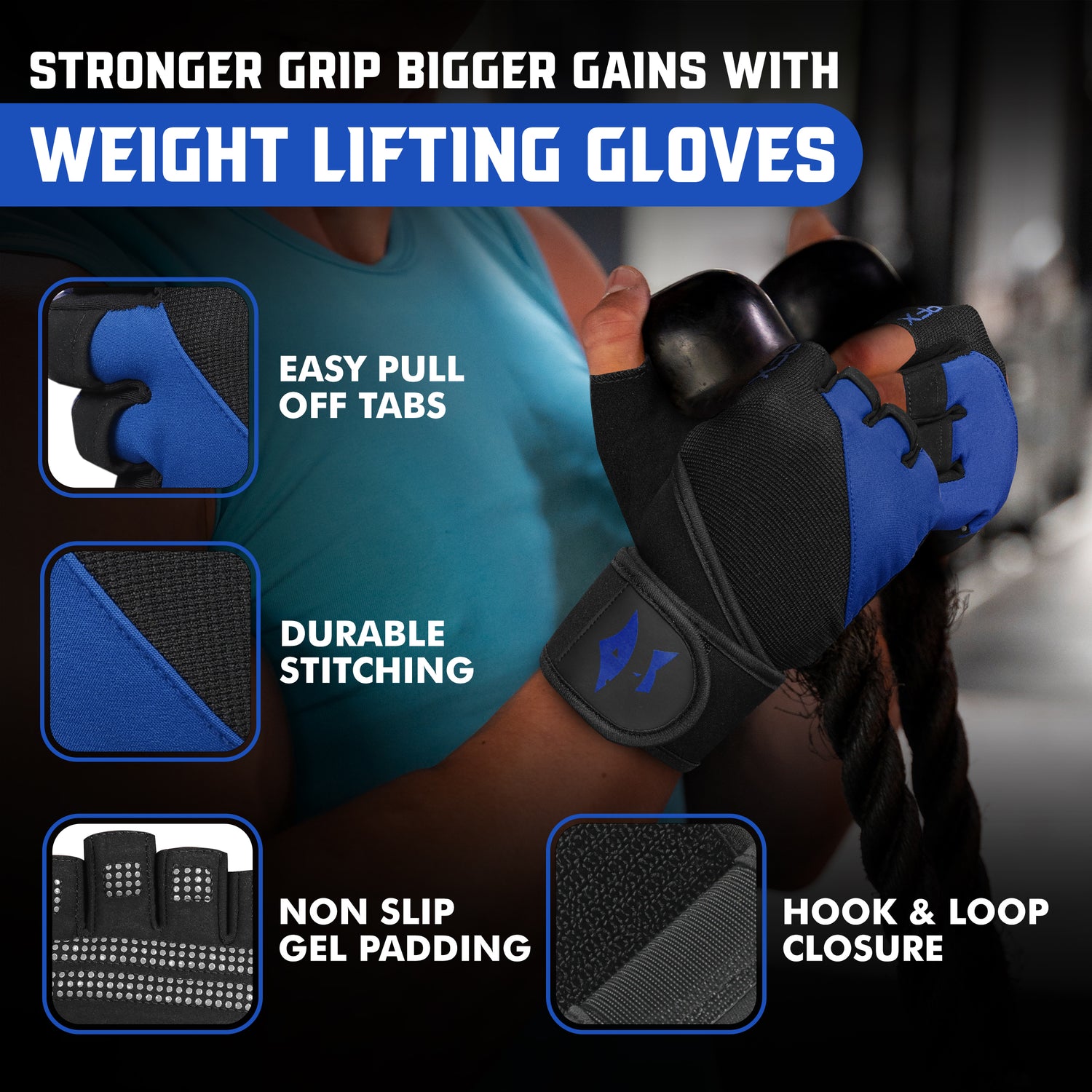 Weight Lifting Gloves with Wrist Straps – Full Palm Protection & Non-Slip Grip for Men & Women