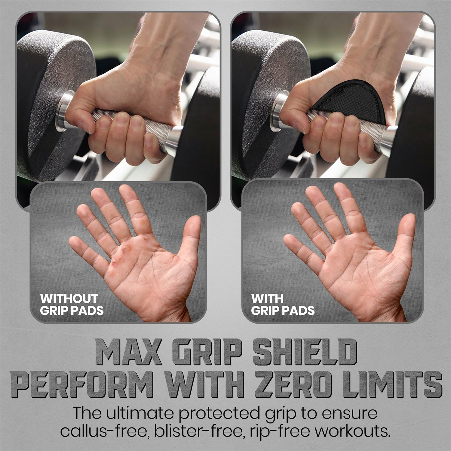 PFX Sports Elite Anti-Slip Grip Pads | Weightlifting Palm Protectors (One Size Fits All)