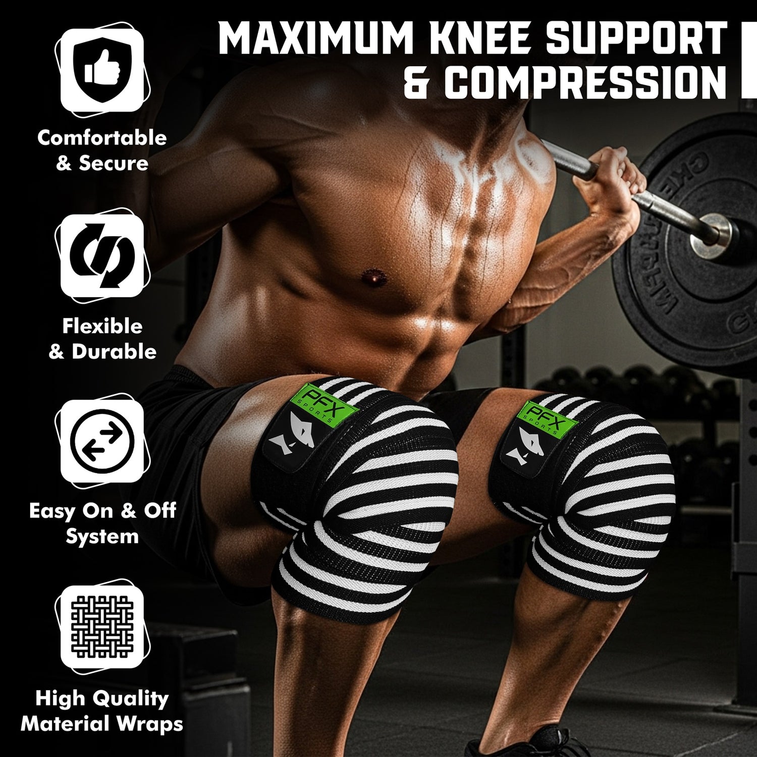 Heavy Duty Knee Wraps for Powerlifting & Weight Training