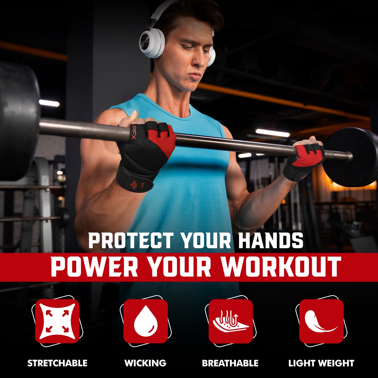Weight Lifting Gloves with Wrist Straps – Full Palm Protection & Non-Slip Grip for Men & Women