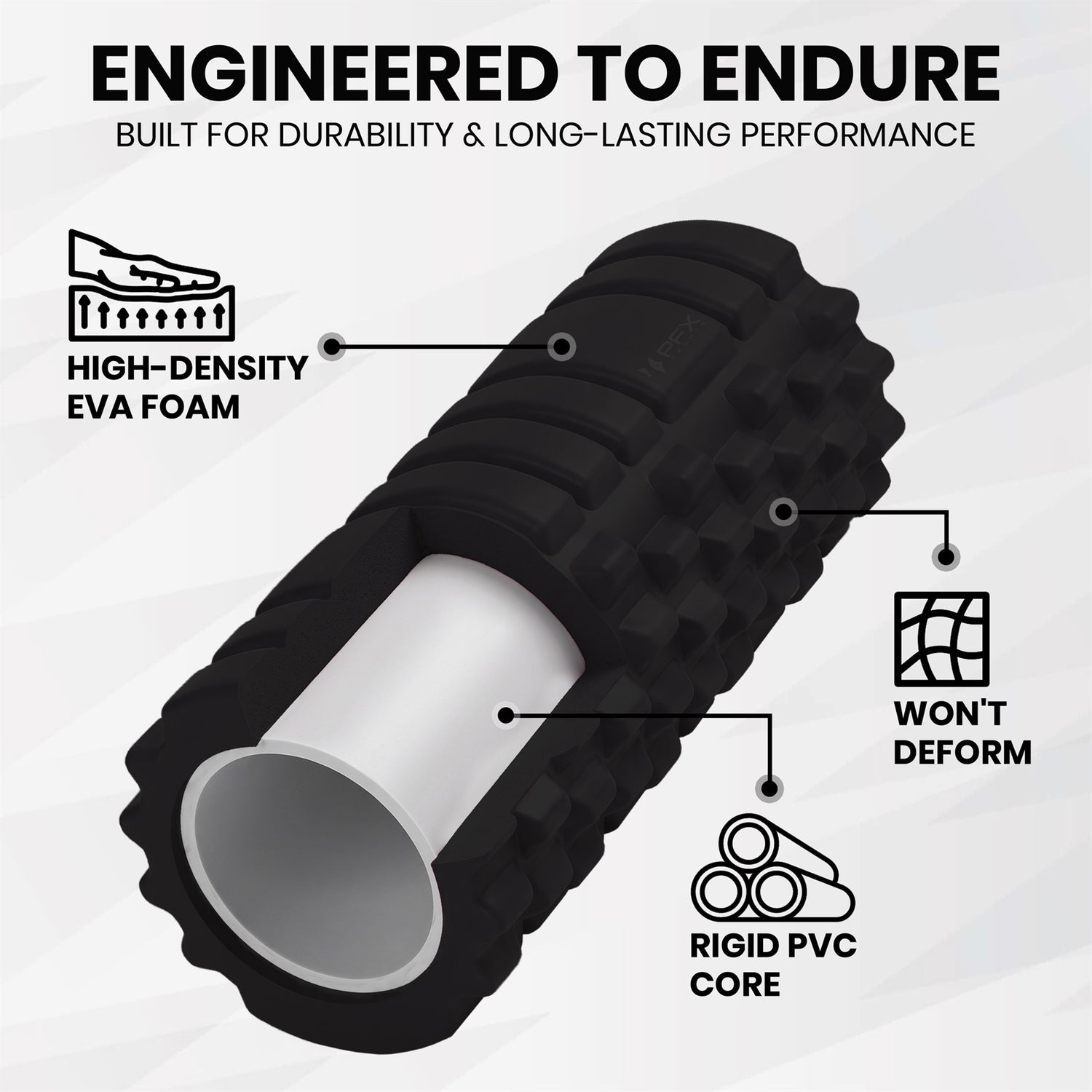 PFX Sports High-Density Foam Roller – 13 Inch EVA Massage Roller for Muscle Recovery, Stretching & Mobility
