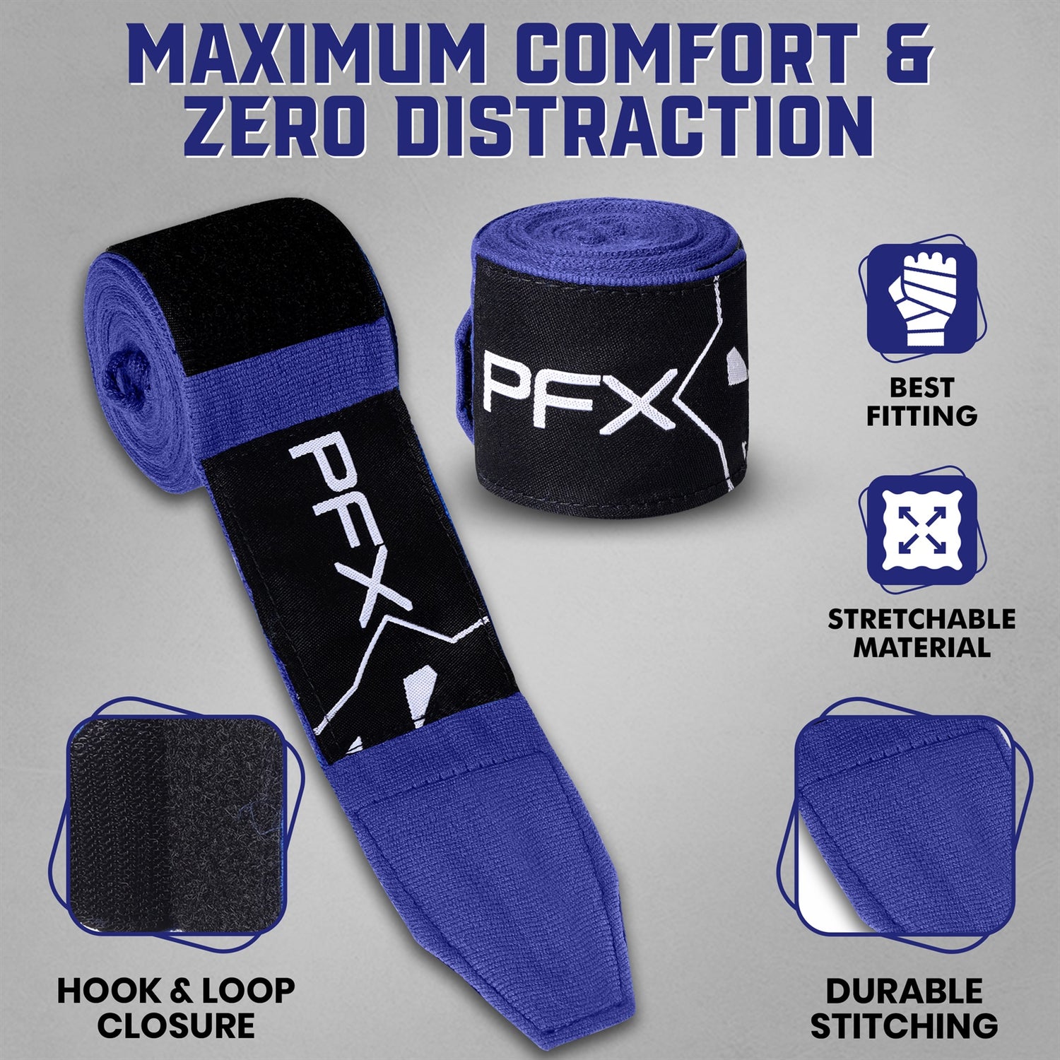 PFX Sports Professional Boxing Hand Wraps | 4.5M Extended Length