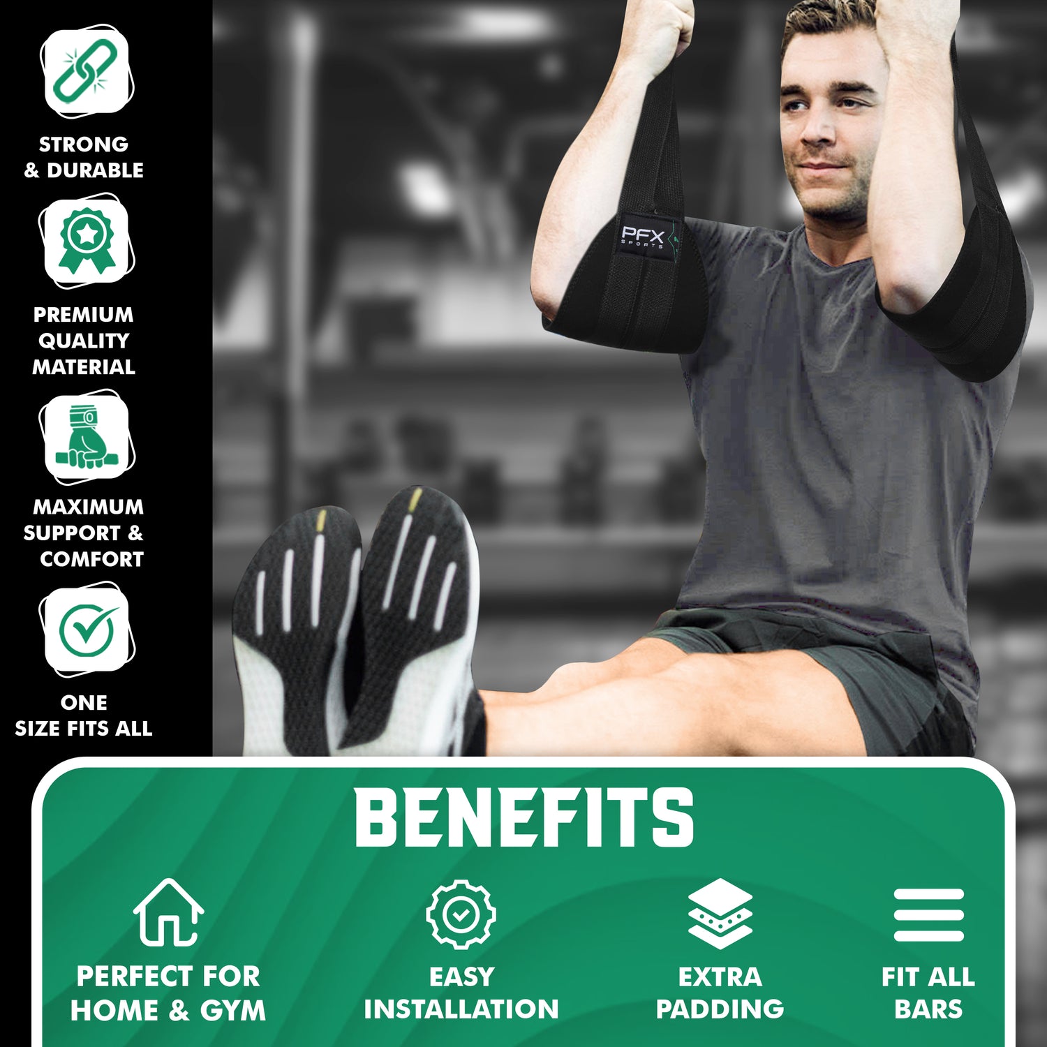 PFX Sports AB Straps – Heavy-Duty Hanging Arm Straps for Core & Abdominal Workouts