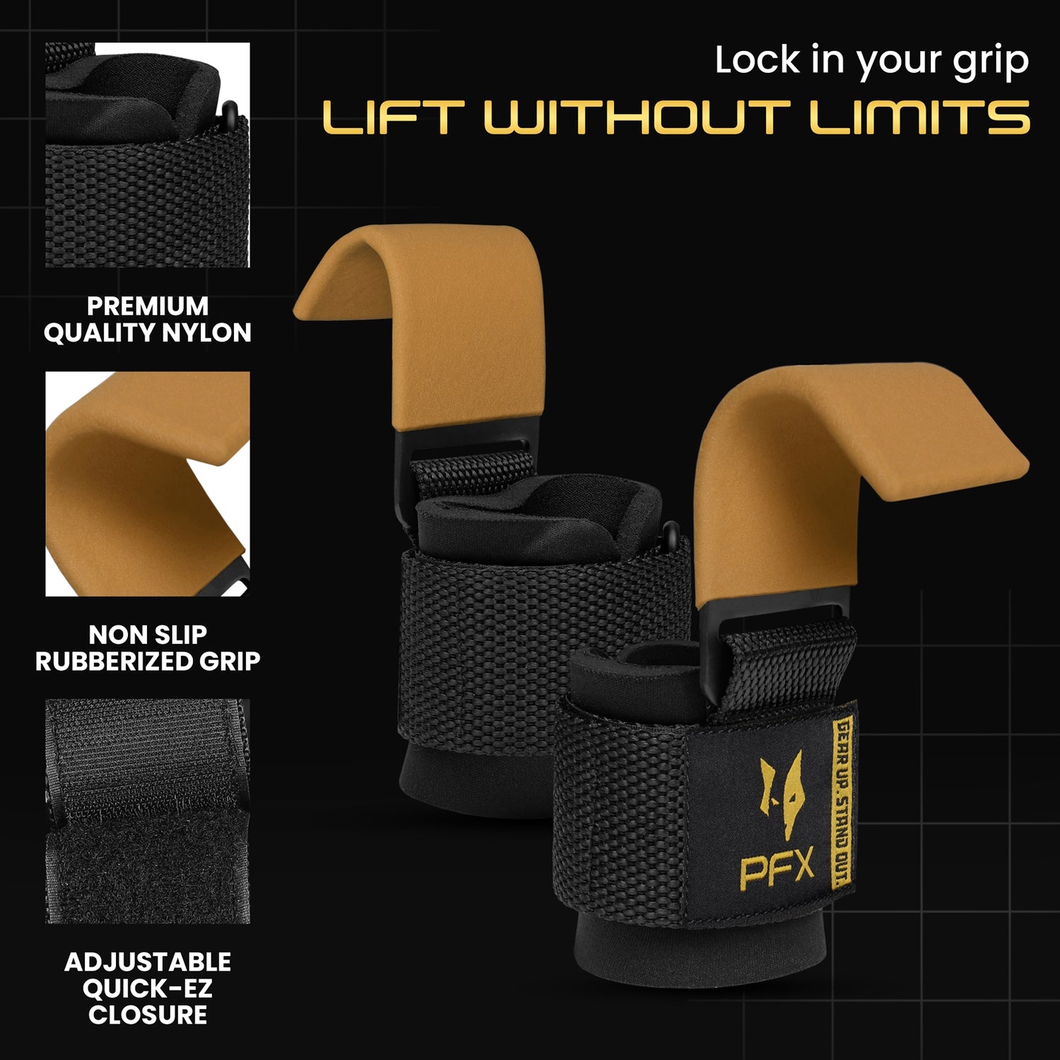 PFX Golden Series Pro Lifting Hooks – Heavy-Duty Grip Support