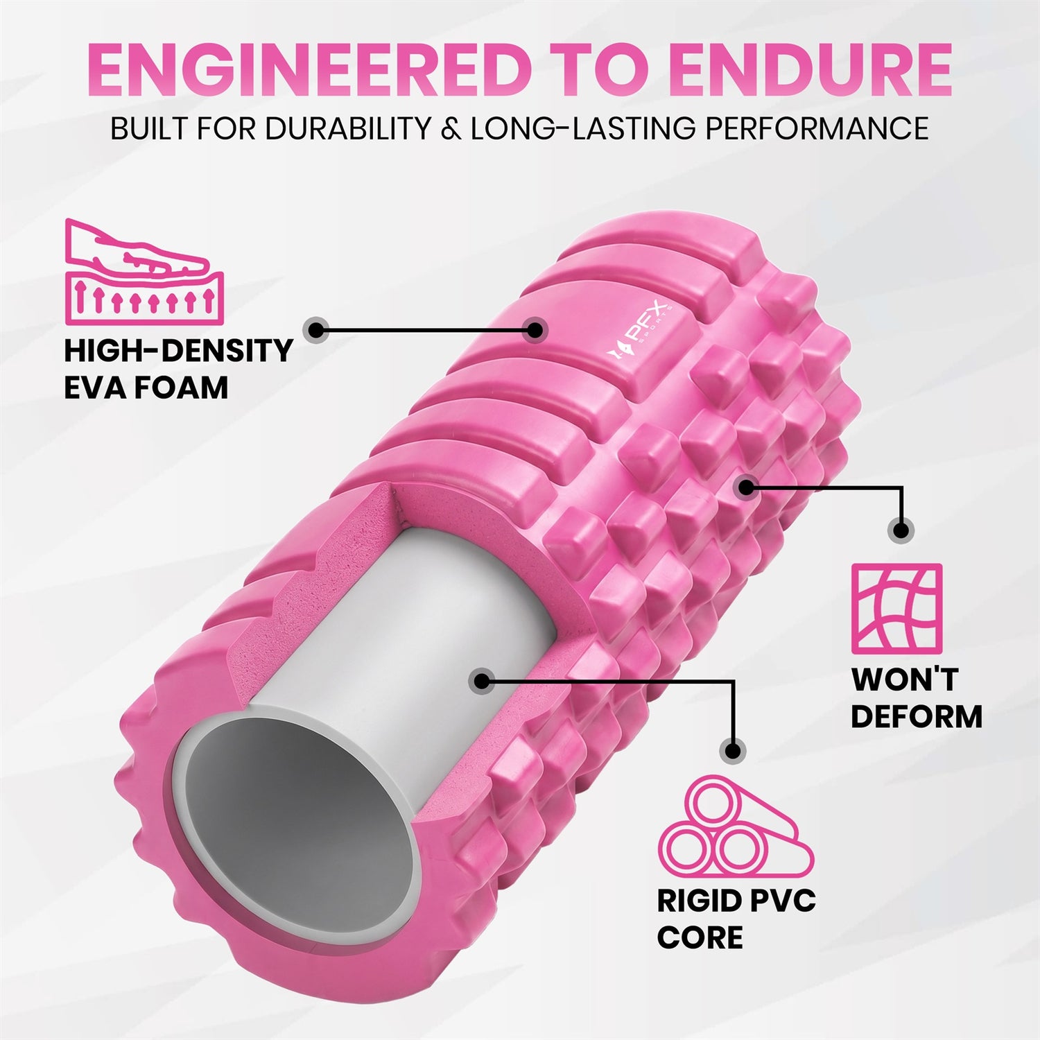 PFX Sports High-Density Foam Roller – 13 Inch EVA Massage Roller for Muscle Recovery, Stretching & Mobility