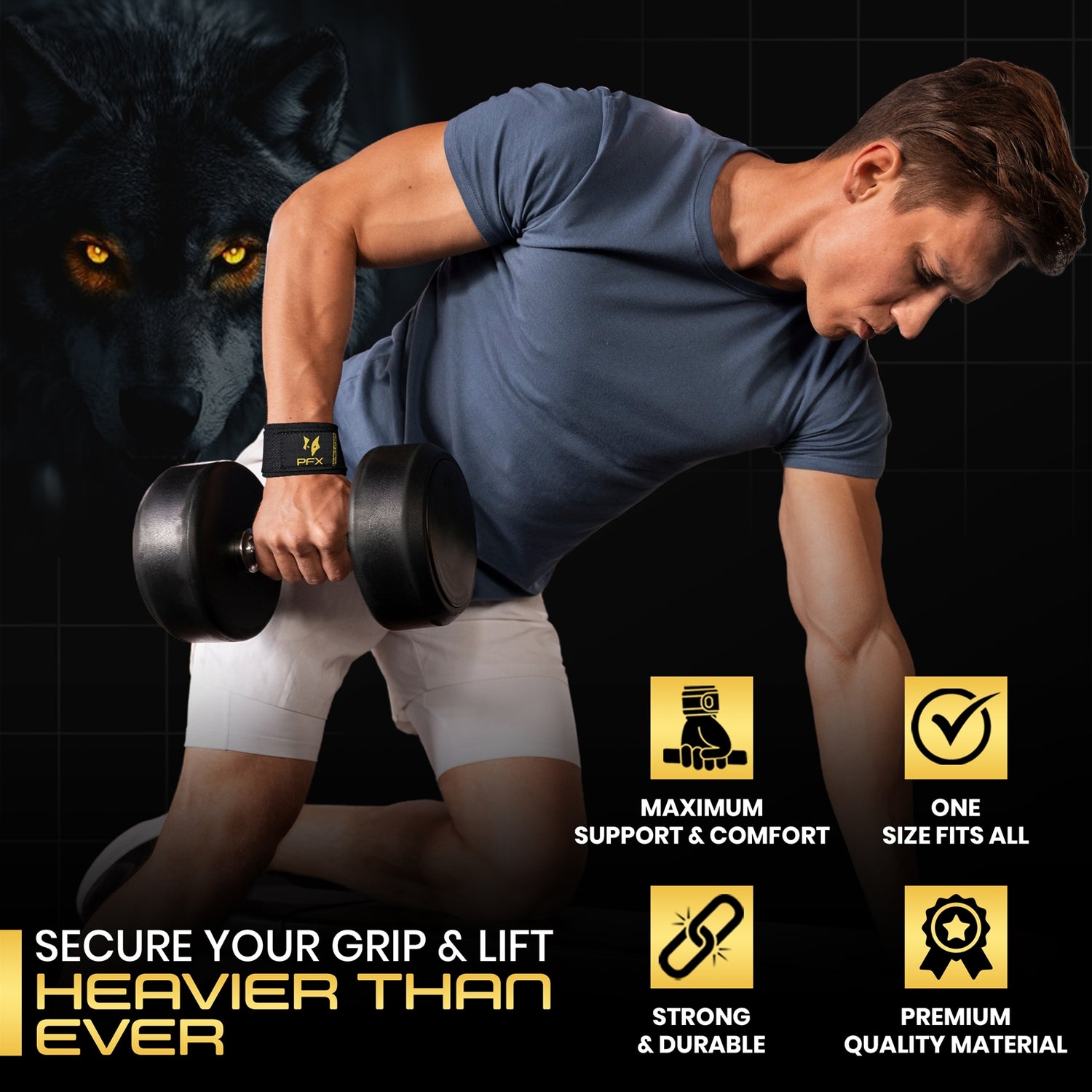 PFX Golden Series Weightlifting Straps – Elite Grip Enhancement