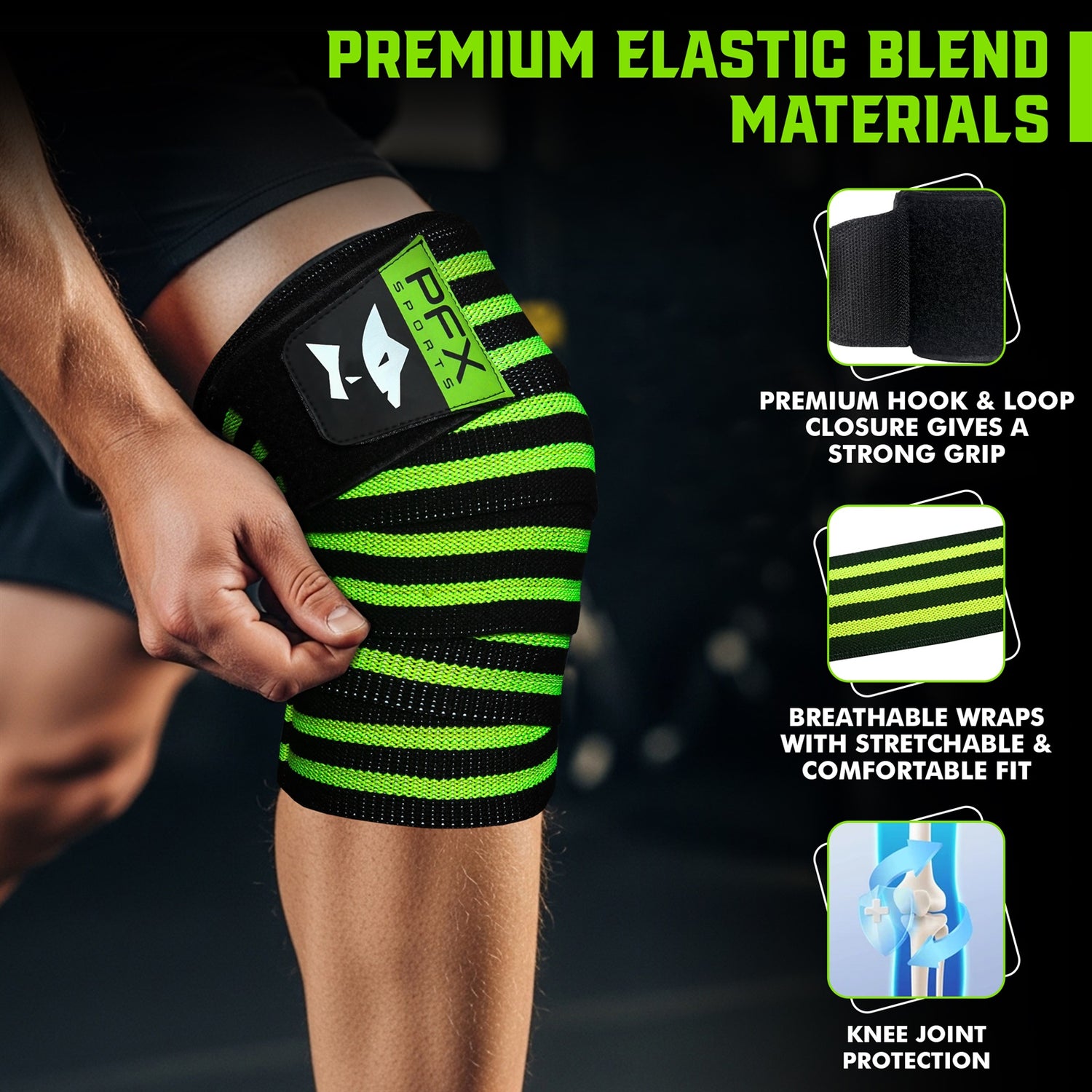 Heavy Duty Knee Wraps for Powerlifting & Weight Training