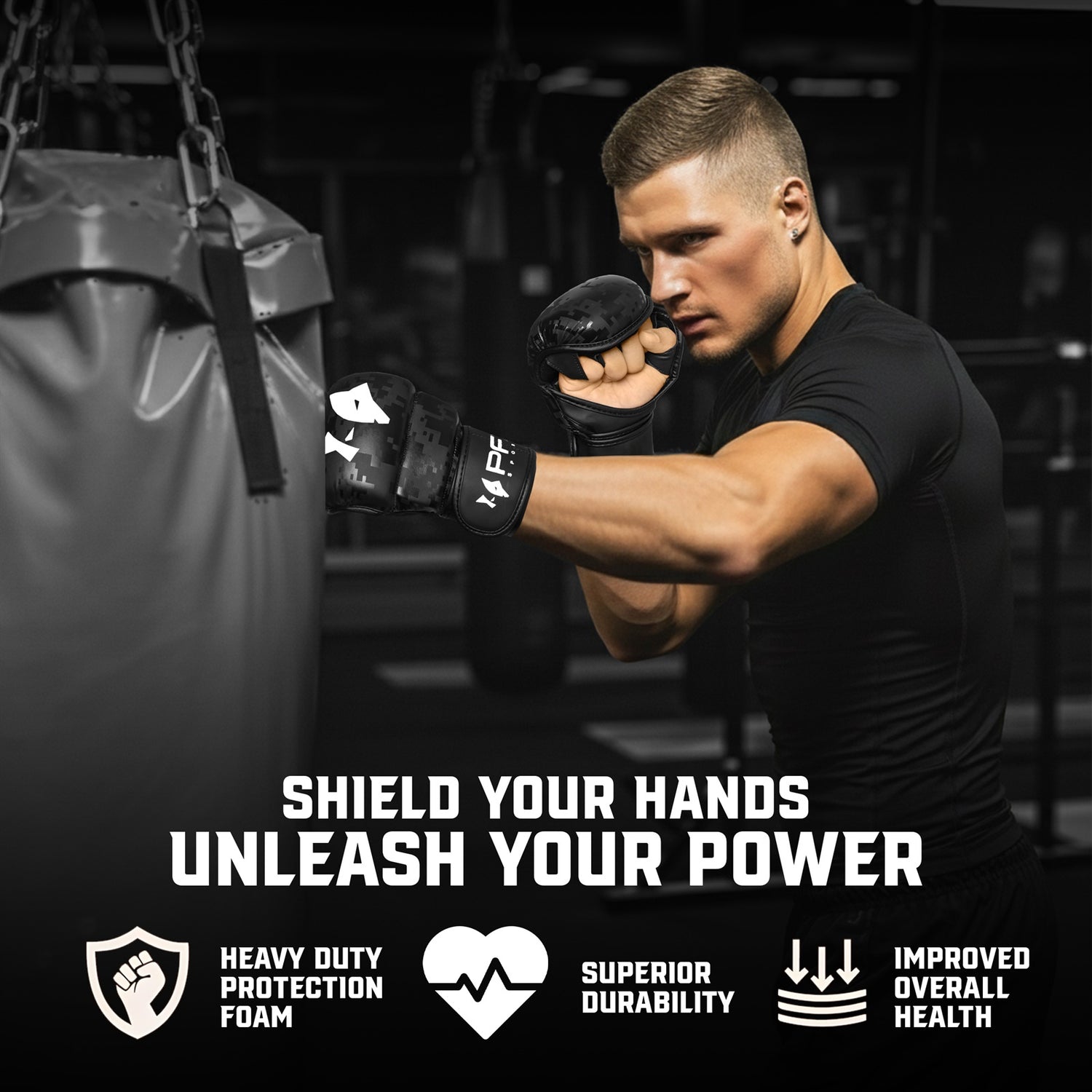 PFX Sports MMA Sparring Gloves | Digital Camo Open Palm Training Gloves