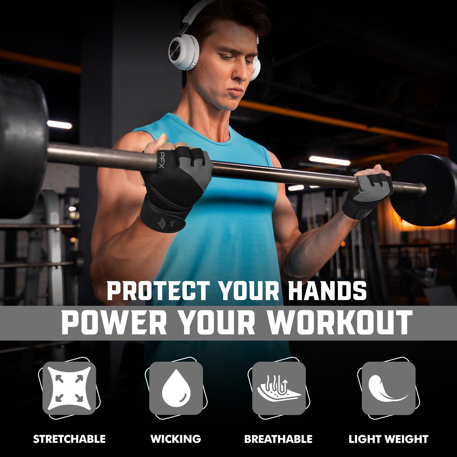 Weight Lifting Gloves with Wrist Straps – Full Palm Protection & Non-Slip Grip for Men & Women