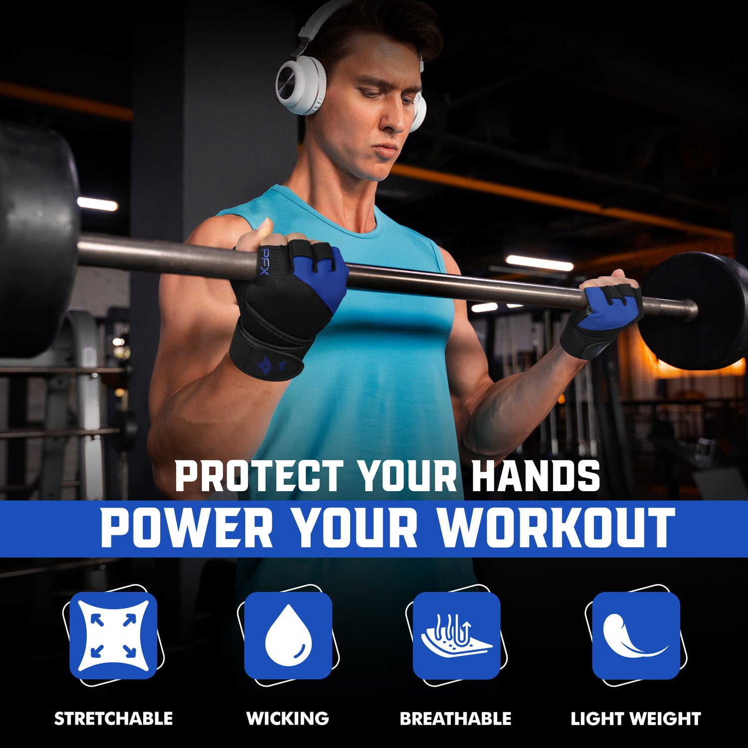 Weight Lifting Gloves with Wrist Straps – Full Palm Protection & Non-Slip Grip for Men & Women