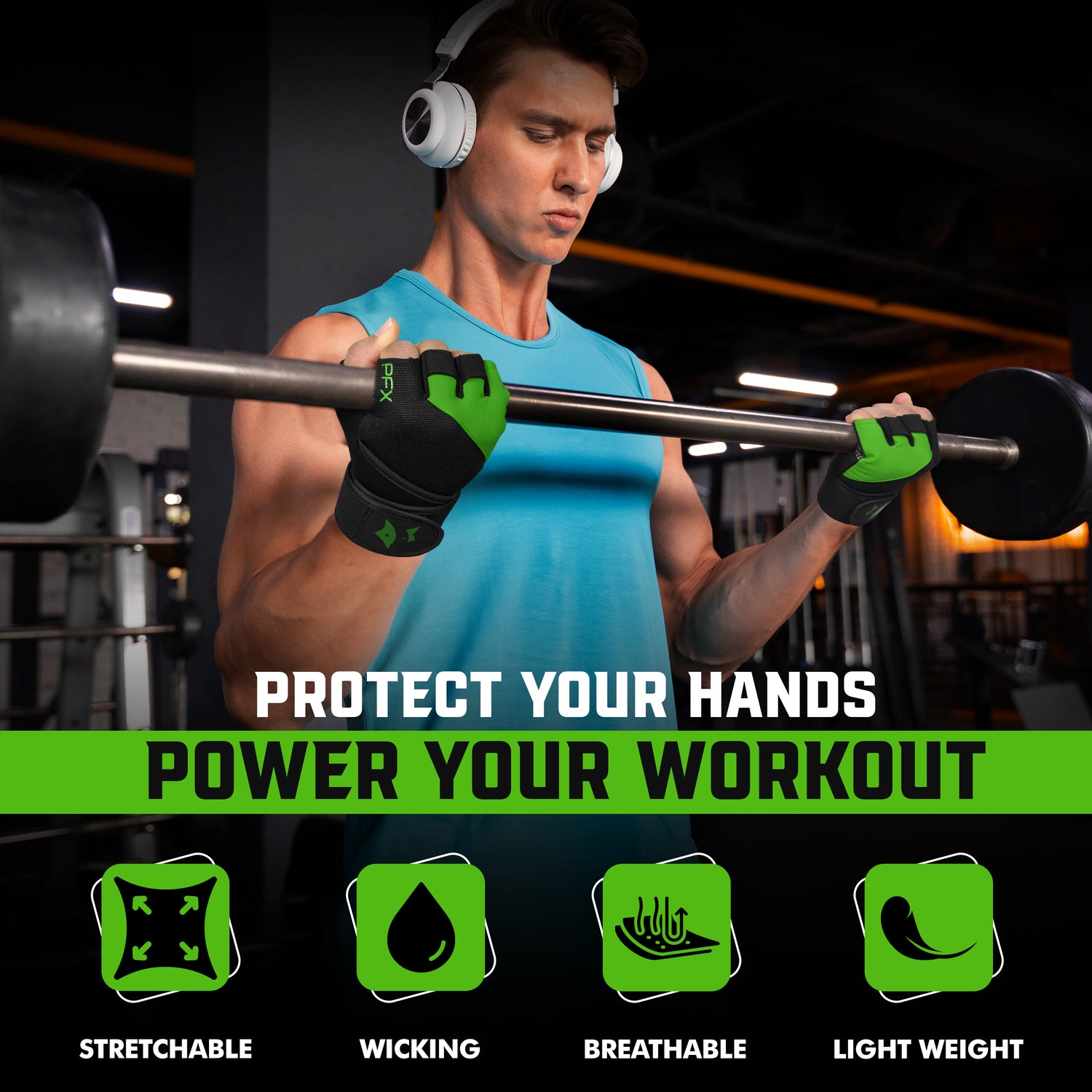 Weight Lifting Gloves with Wrist Straps – Full Palm Protection & Non-Slip Grip for Men & Women