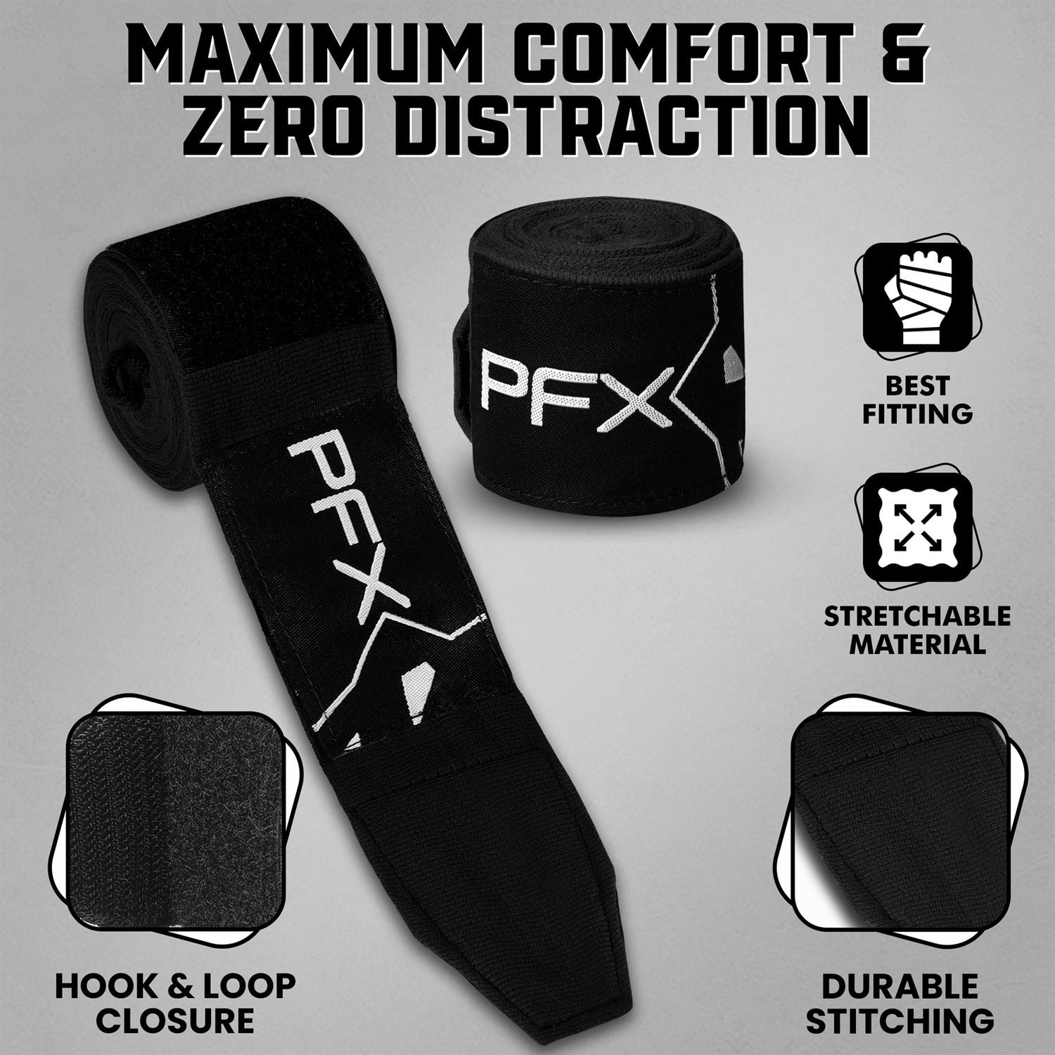 PFX Sports Professional Boxing Hand Wraps | 4.5M Extended Length