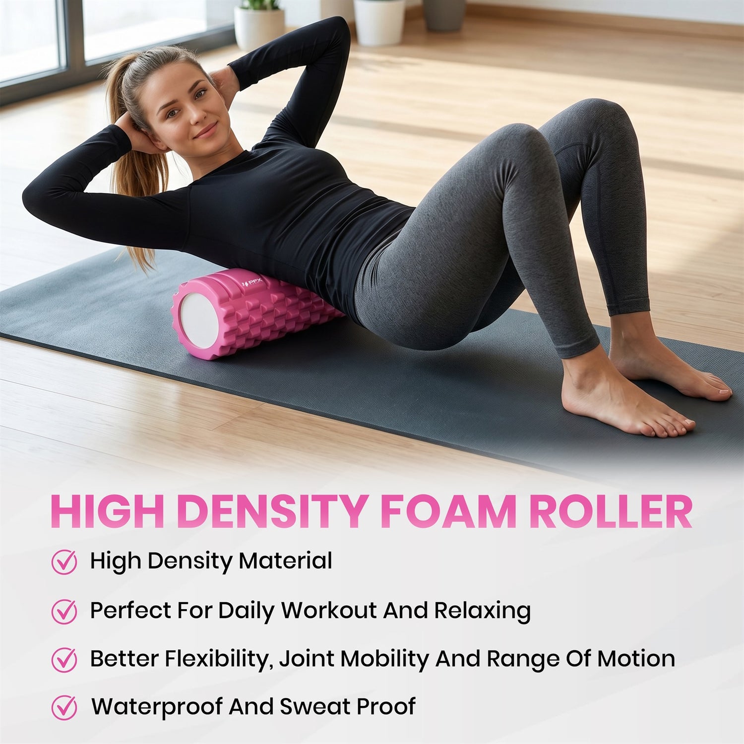 PFX Sports High-Density Foam Roller – 13 Inch EVA Massage Roller for Muscle Recovery, Stretching & Mobility