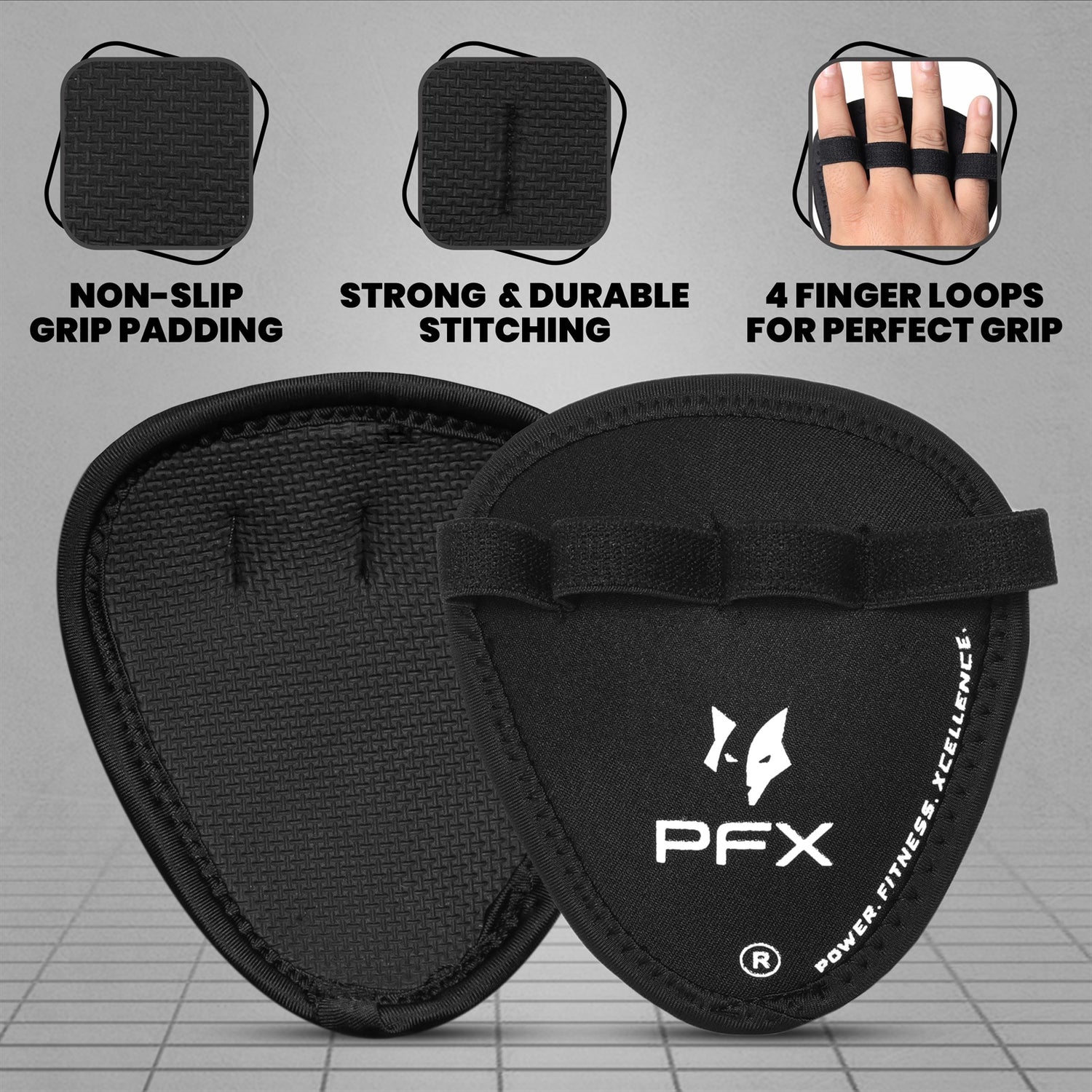 PFX Sports Elite Anti-Slip Grip Pads | Weightlifting Palm Protectors (One Size Fits All)