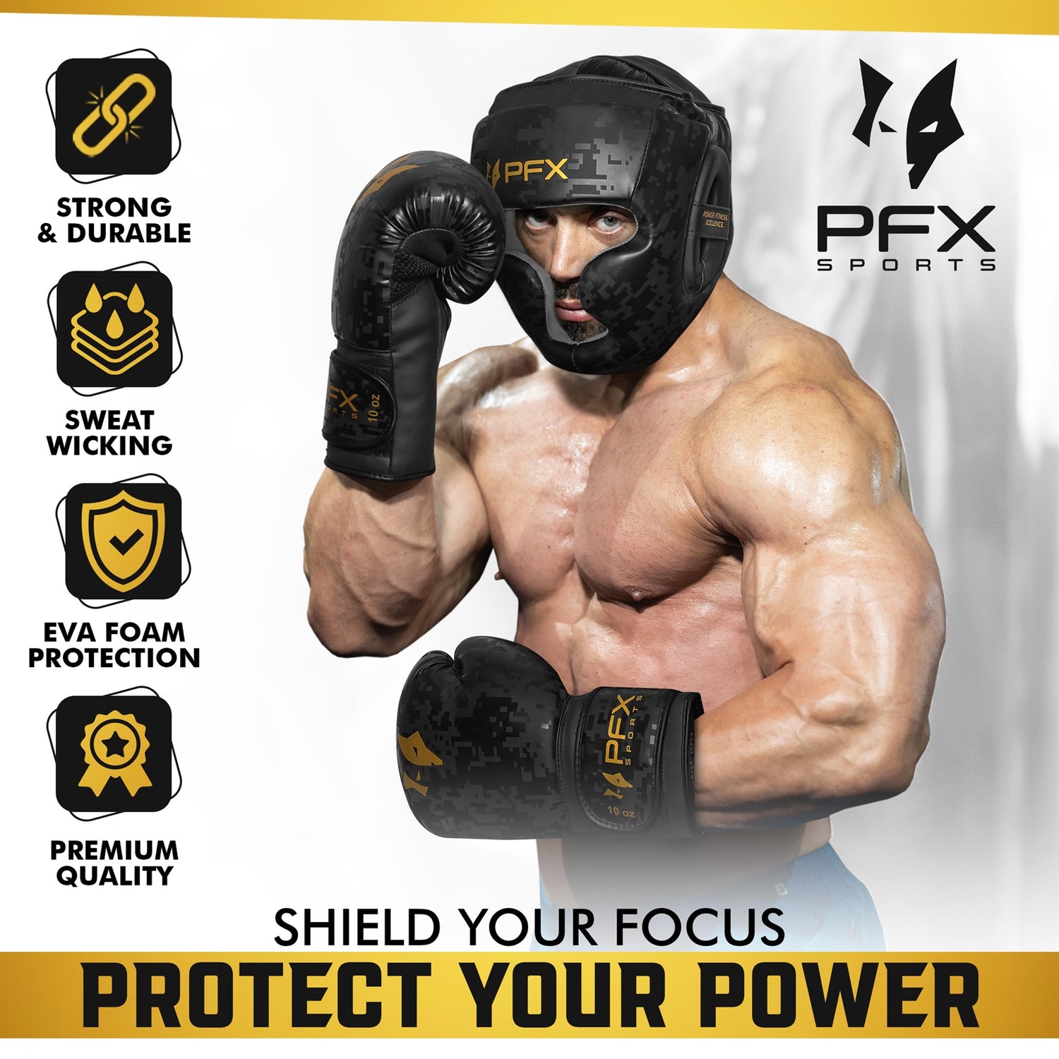 PFX Sports Digital Camo Headguard | Premium Leather Boxing Head Gear for Sparring & Training