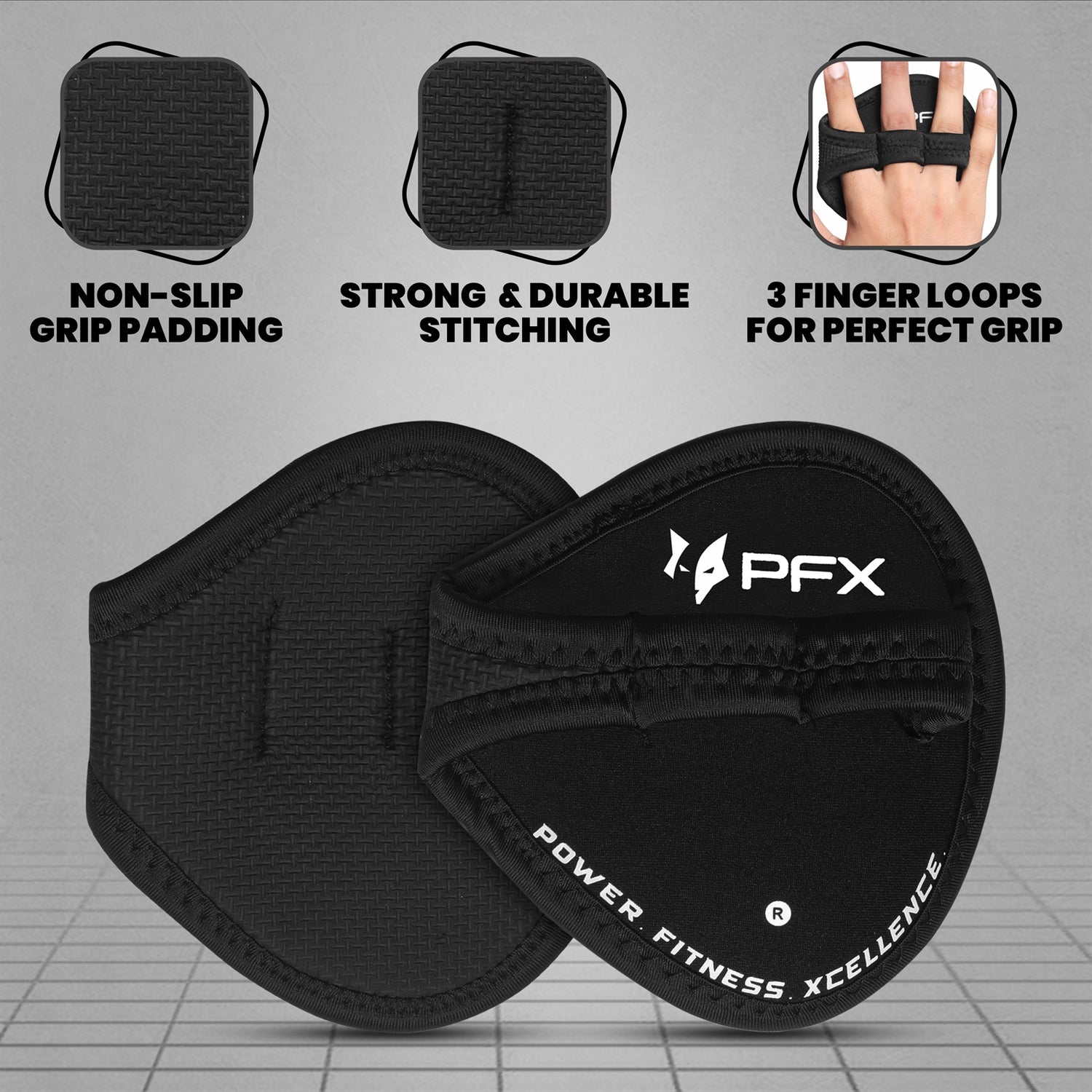 PFX Sports Classic Anti-Slip Grip Pads | Weightlifting Palm Protectors (One Size Fits All)