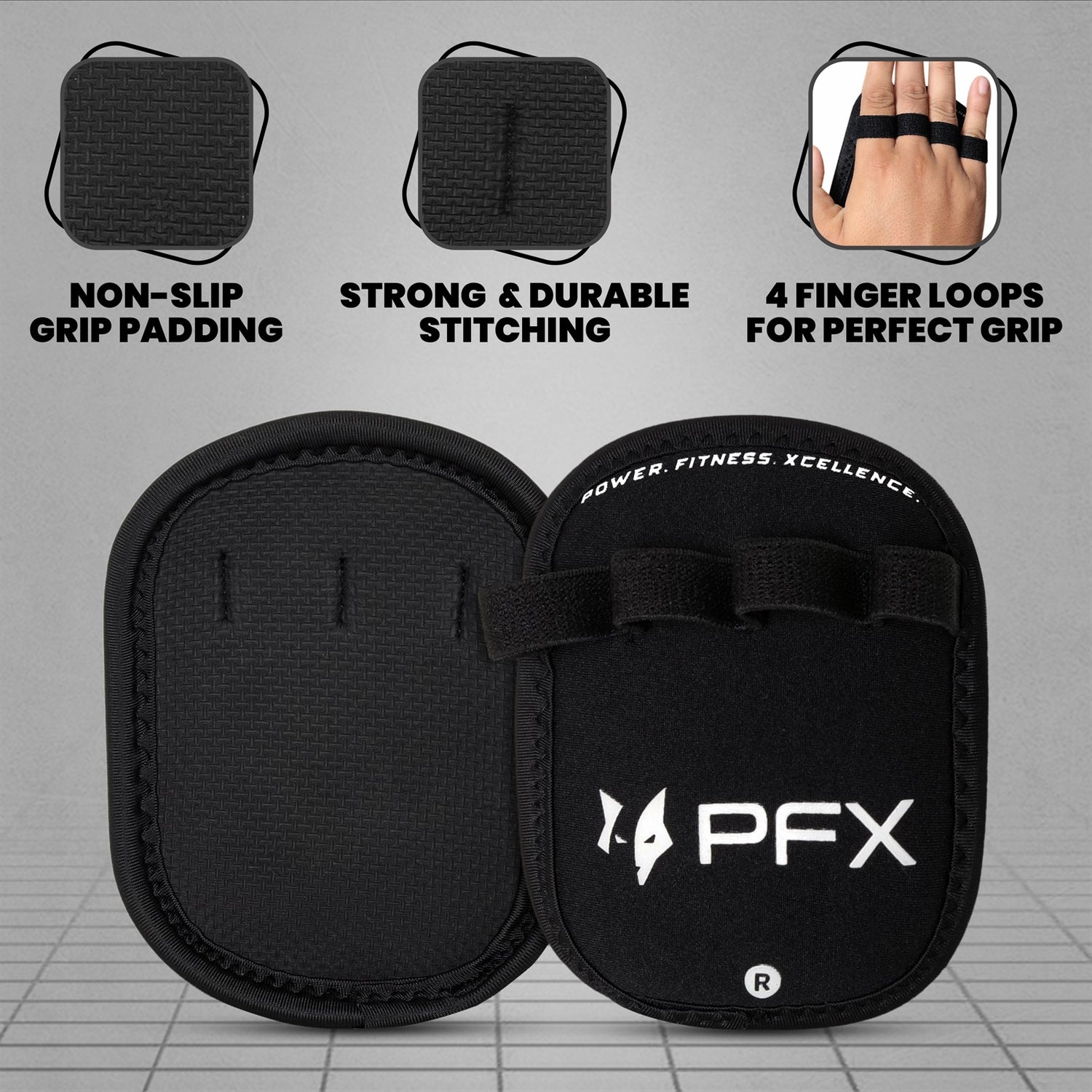 PFX Sports Pro-Grip Anti-Slip Grip Pads | Weightlifting Palm Protectors (One Size Fits All)