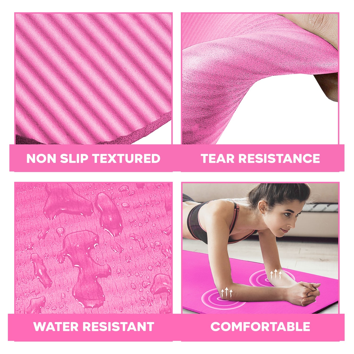 PFX Sports 1CM Thick Exercise Mat – Non-Slip NBR Yoga & Fitness Mat with Carrying Strap