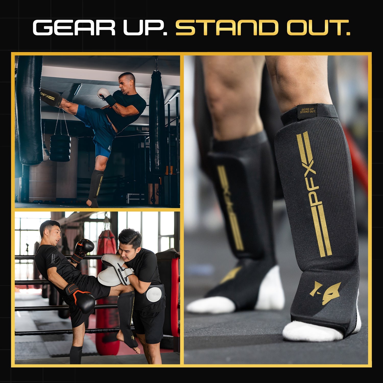 PFX Golden Series Hosiery Shin Guards – Lightweight MMA & Muay Thai Protection