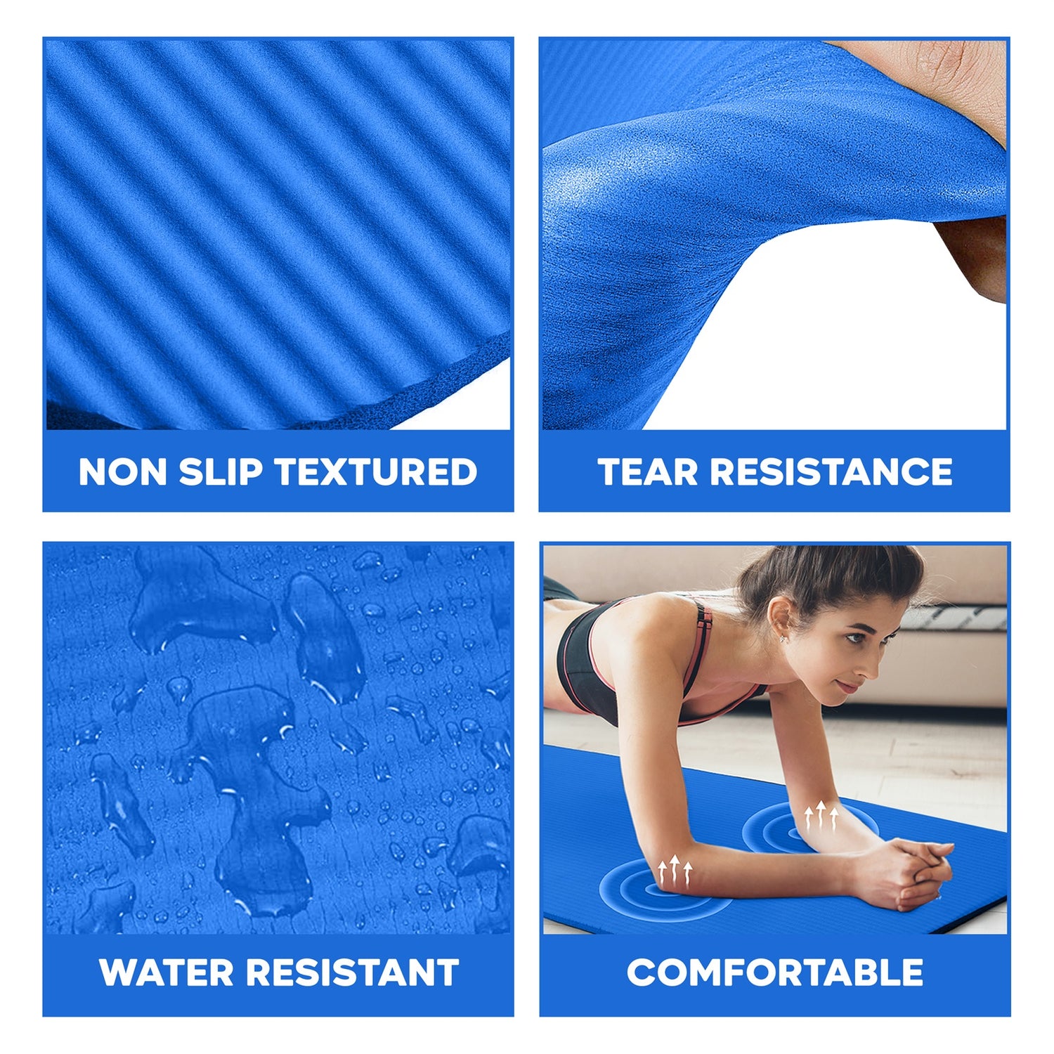 PFX Sports 1CM Thick Exercise Mat – Non-Slip NBR Yoga & Fitness Mat with Carrying Strap