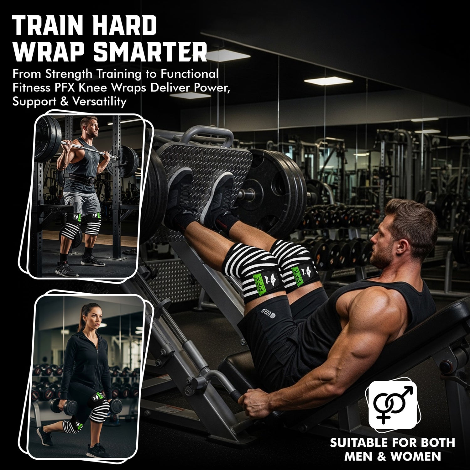 Heavy Duty Knee Wraps for Powerlifting & Weight Training