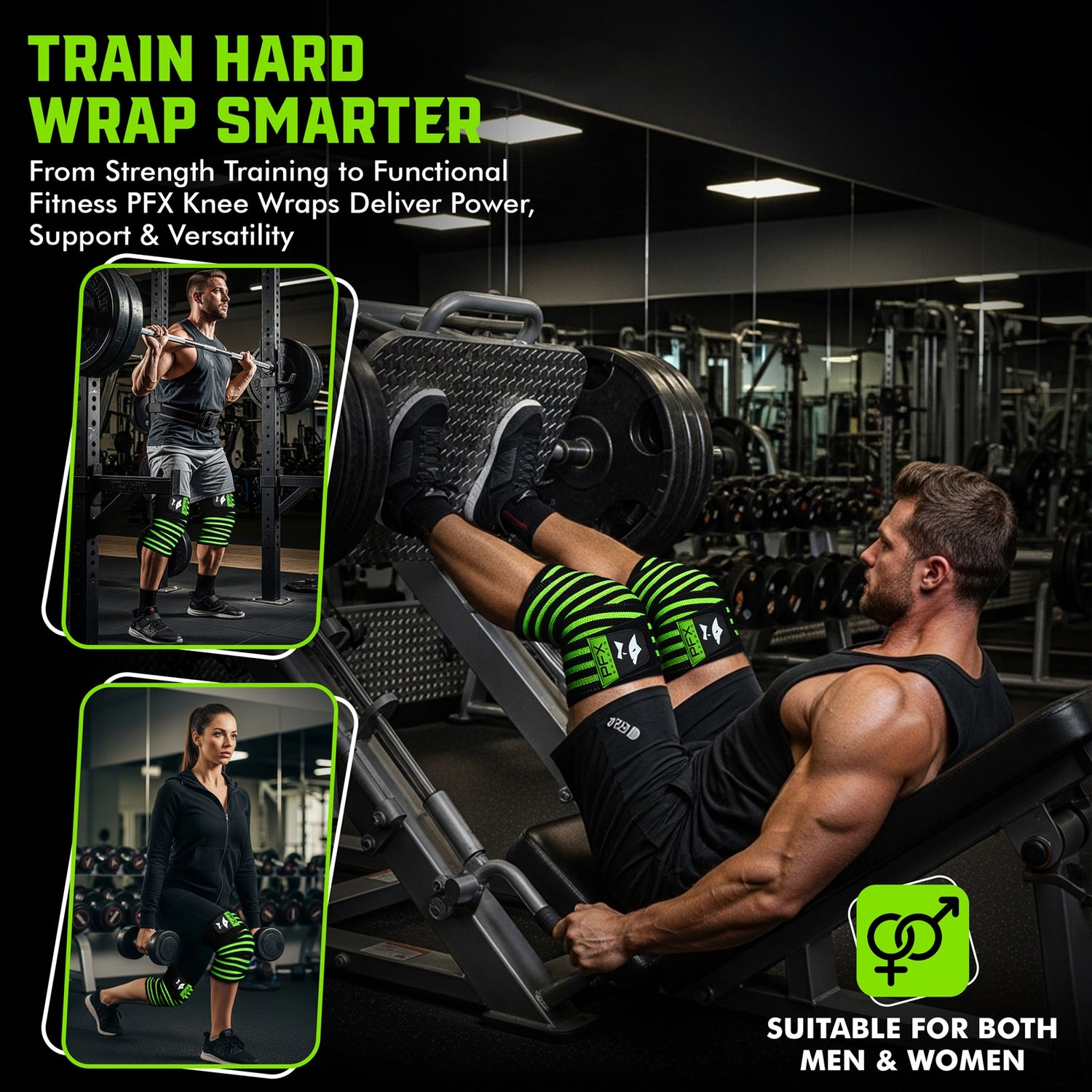 Heavy Duty Knee Wraps for Powerlifting & Weight Training