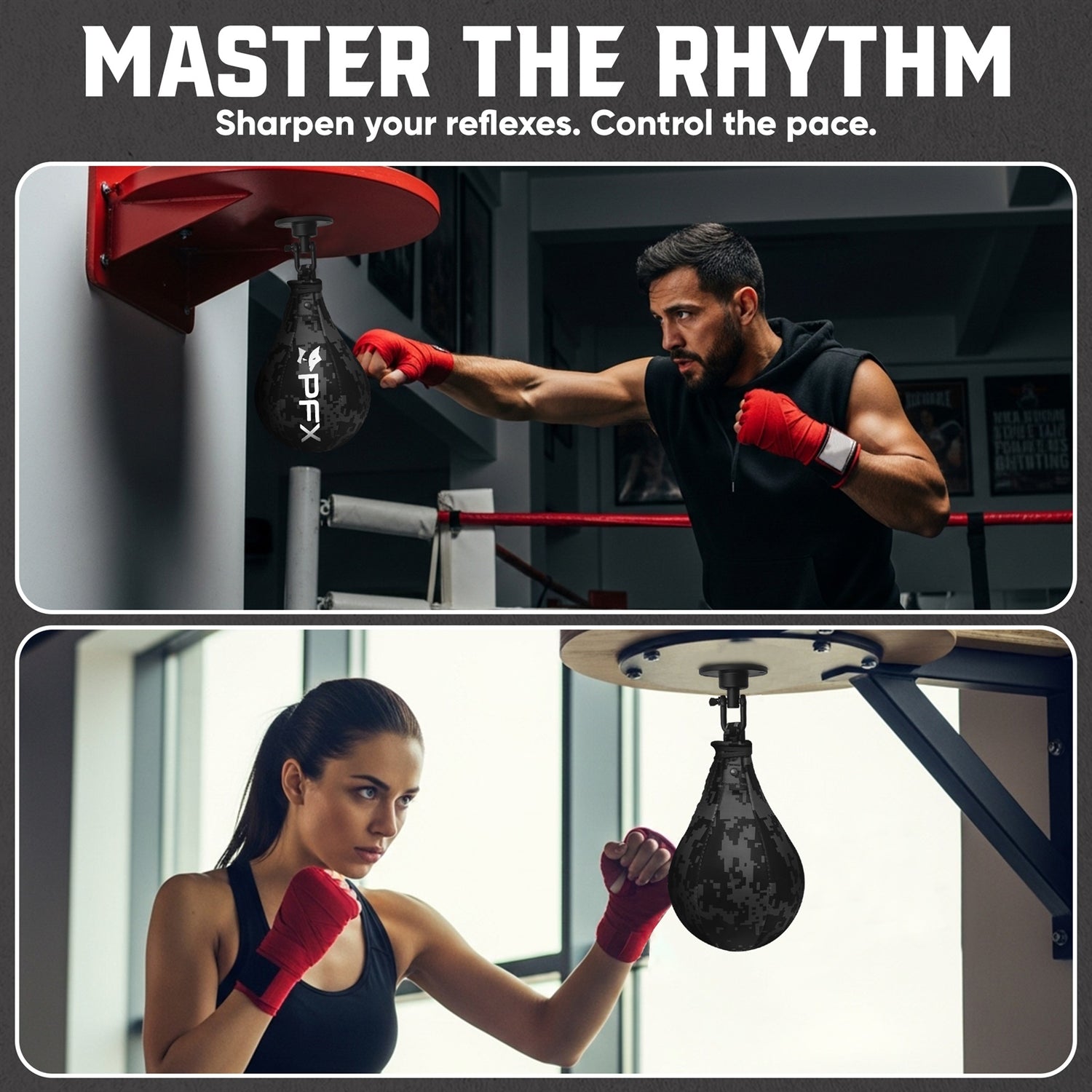 PFX Pro-Series Speed Bag | Premium PU Leather Boxing Speed Ball with 360° Swivel