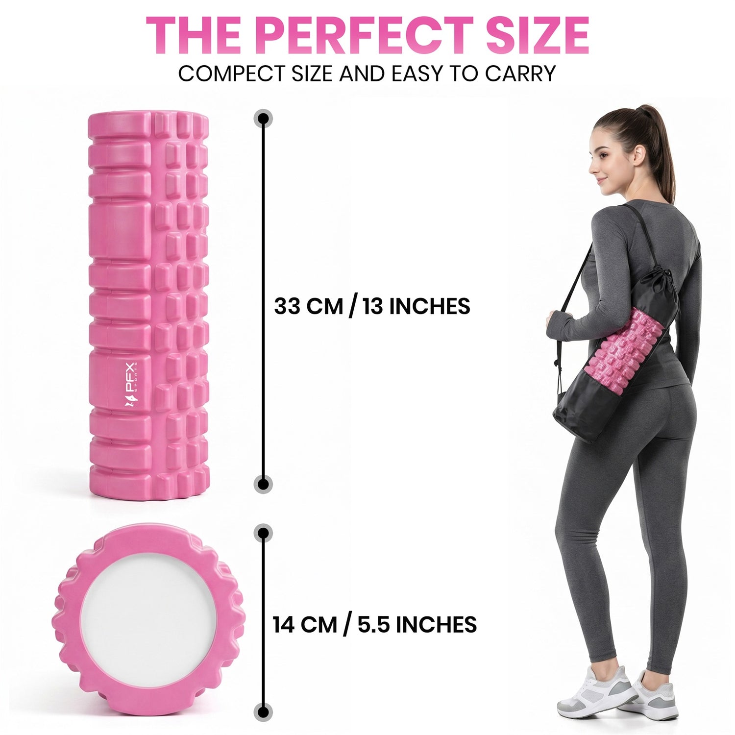 PFX Sports High-Density Foam Roller – 13 Inch EVA Massage Roller for Muscle Recovery, Stretching & Mobility