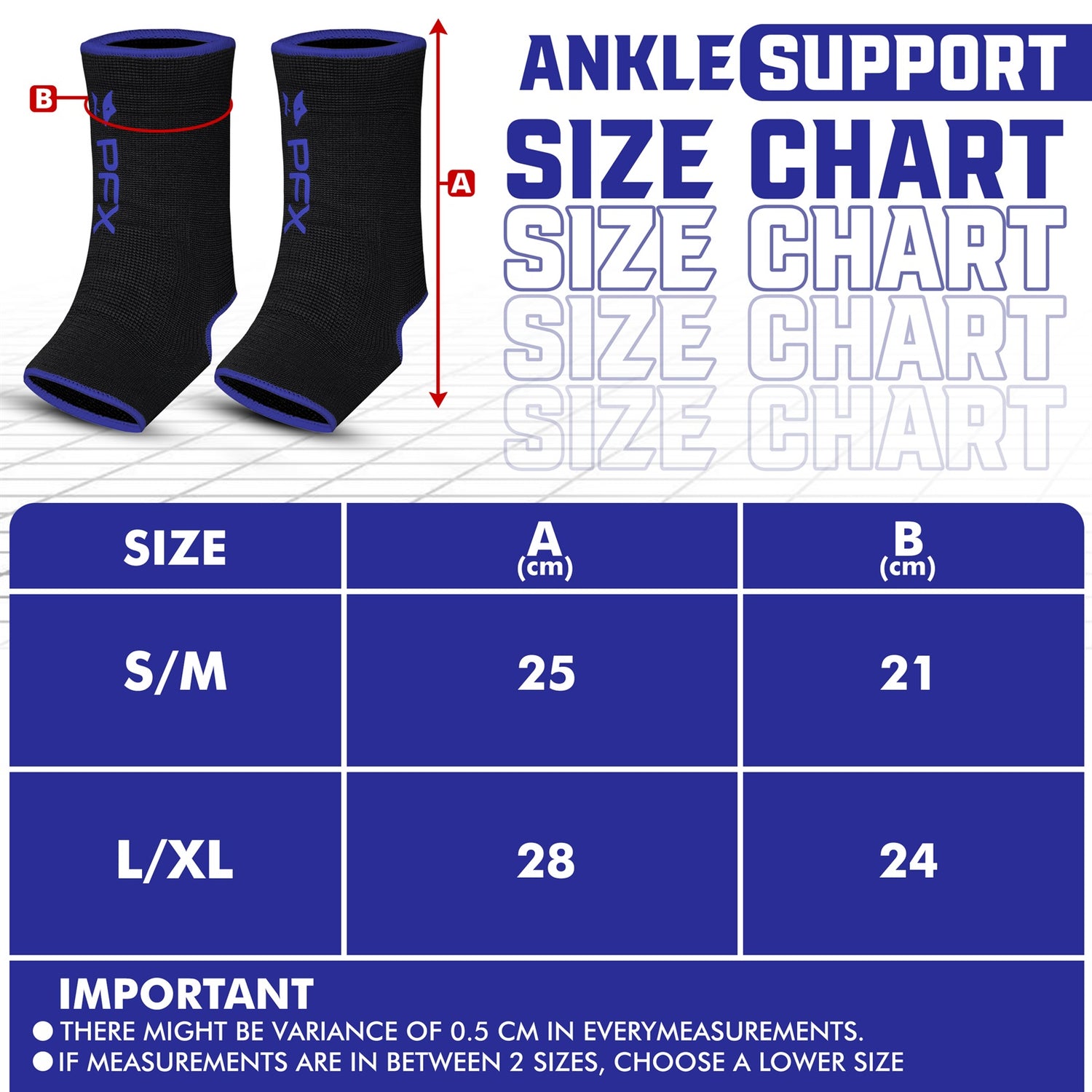 PFX Sports Ankle Sleeves (S/M) & (L/XL)
