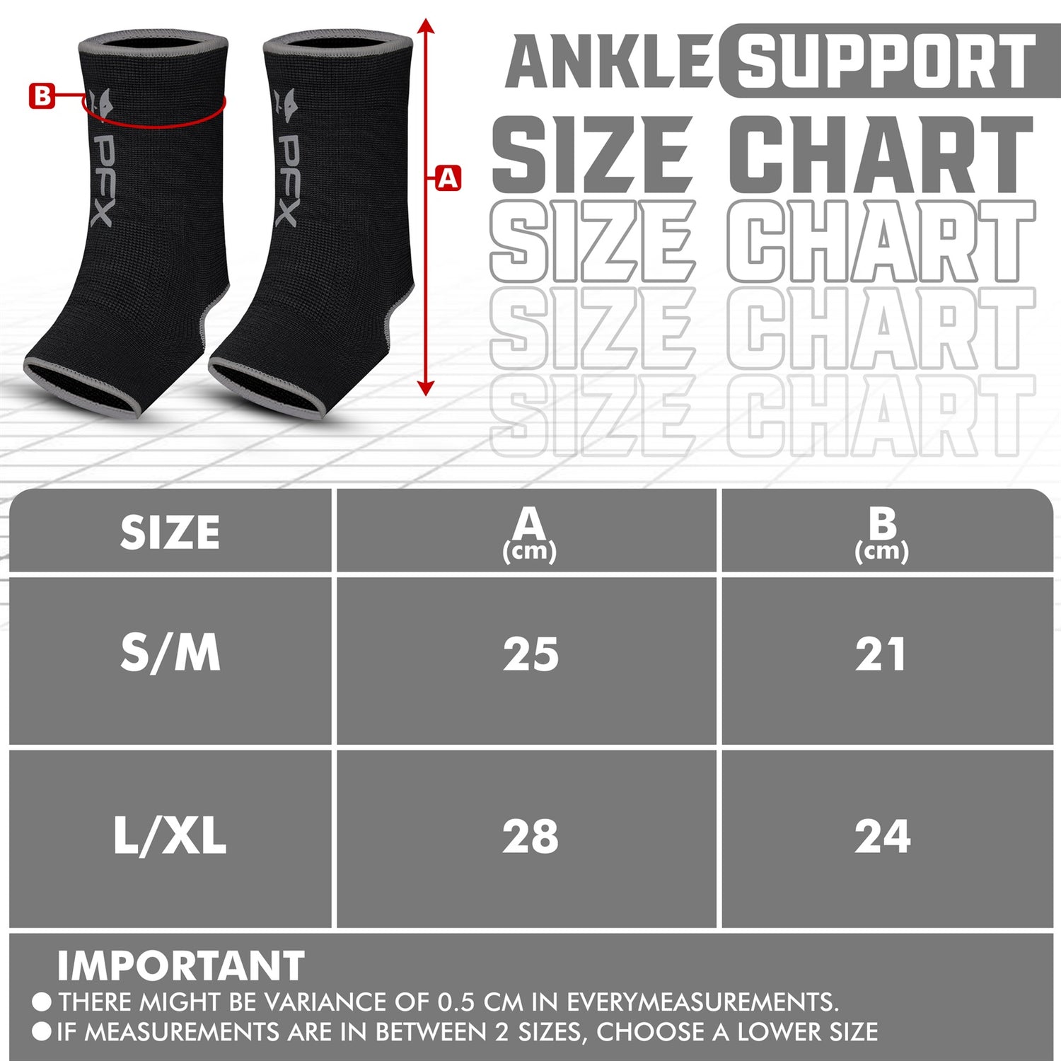 PFX Sports Ankle Sleeves (S/M) & (L/XL)