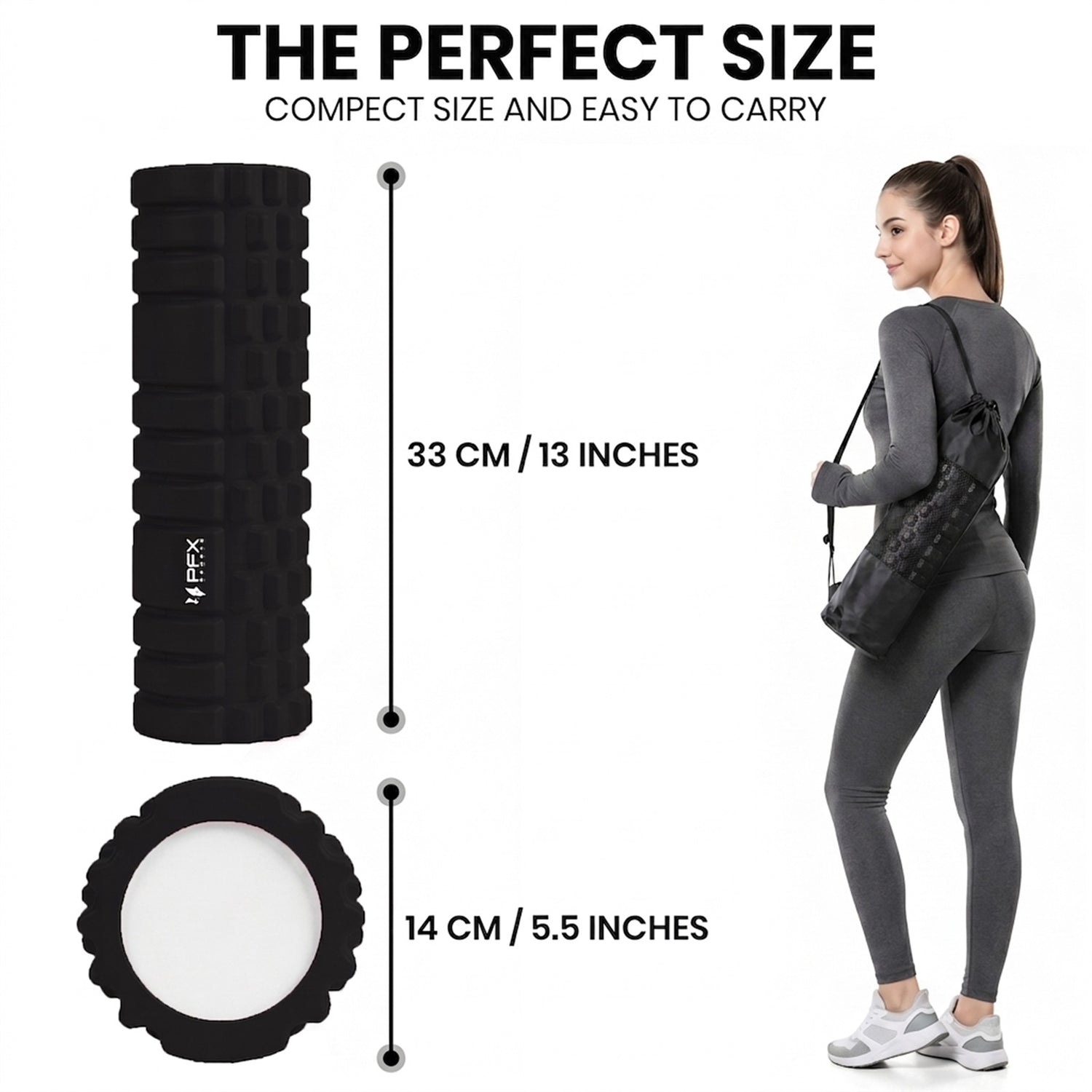 PFX Sports High-Density Foam Roller – 13 Inch EVA Massage Roller for Muscle Recovery, Stretching & Mobility