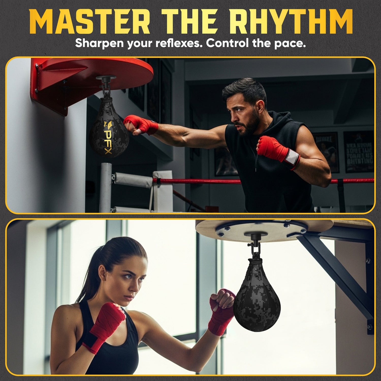 PFX Pro-Series Speed Bag | Premium PU Leather Boxing Speed Ball with 360° Swivel