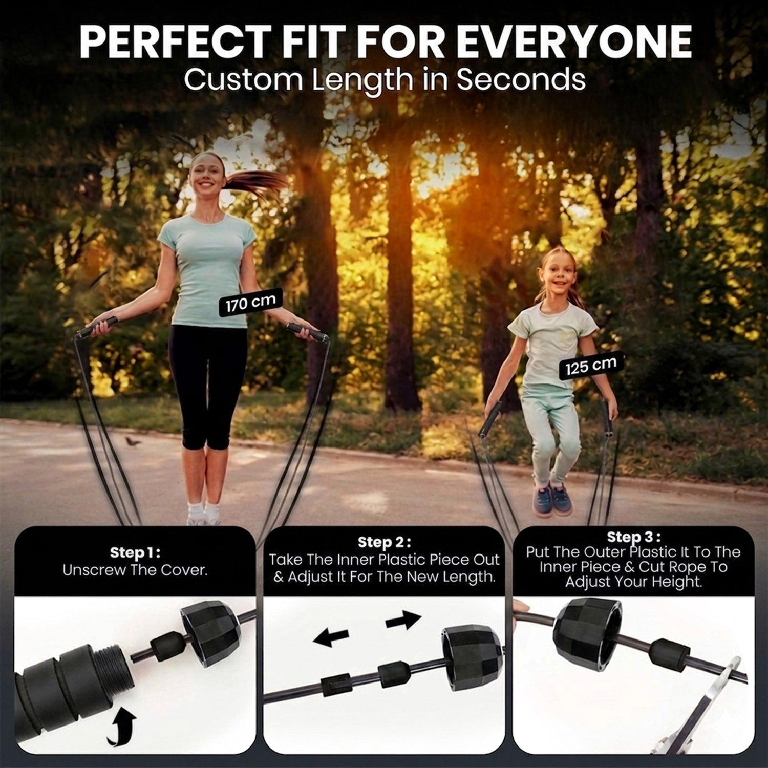 PFX Sports Adjustable Skipping Rope – Steel Wire Jump Rope with Non-Slip Handles & 360° Ball Bearings