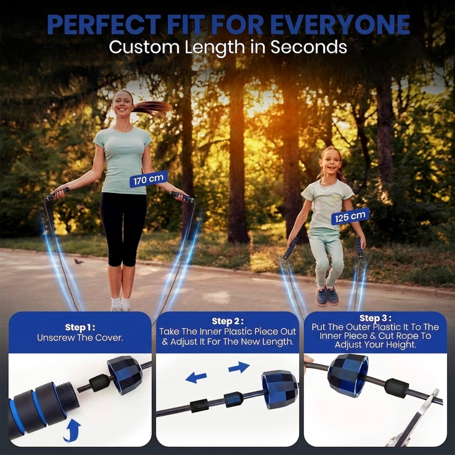 PFX Sports Adjustable Skipping Rope – Steel Wire Jump Rope with Non-Slip Handles & 360° Ball Bearings