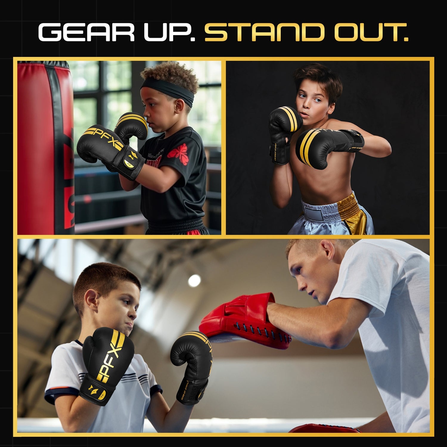 PFX Golden Series Kids Boxing Gloves – 04oz - 06oz